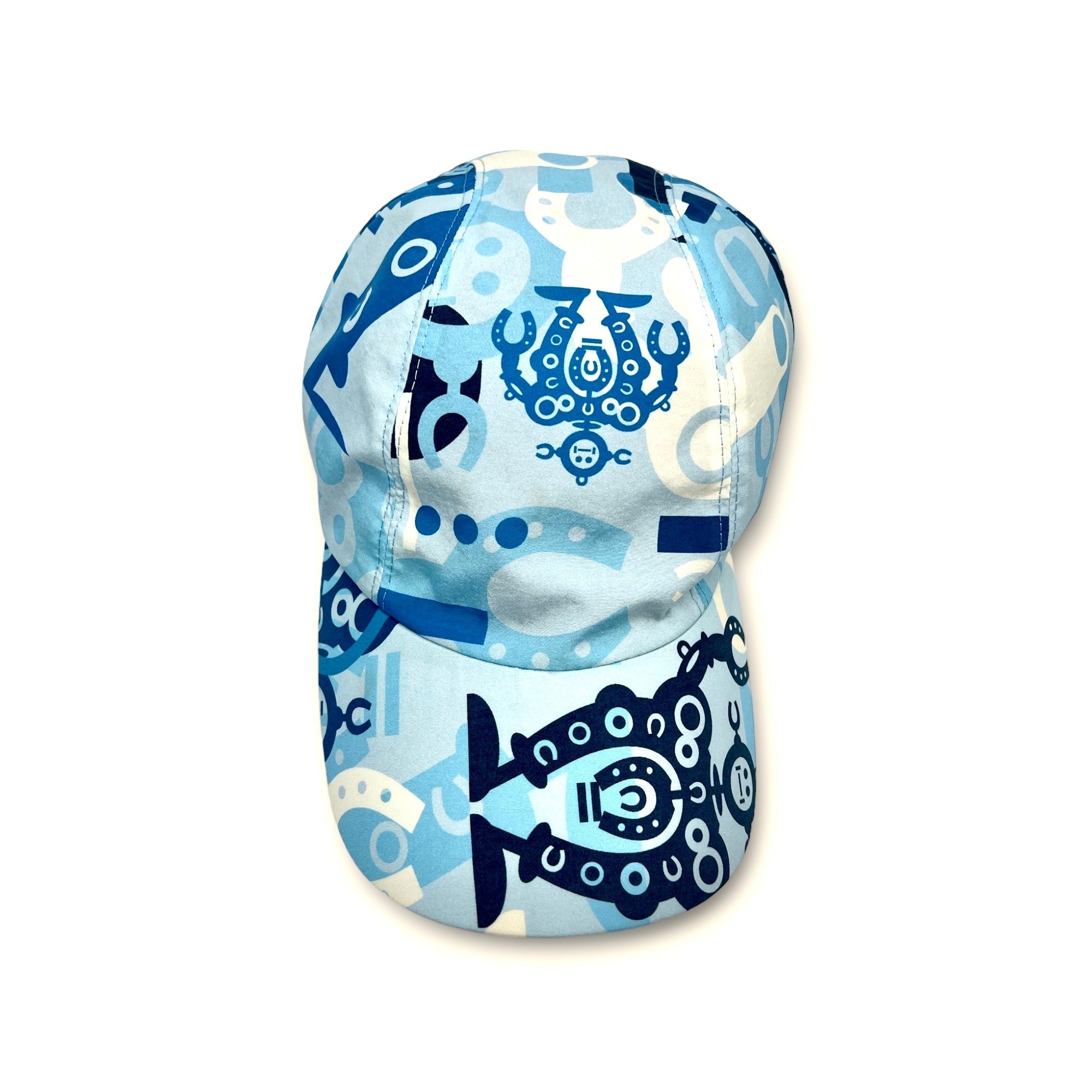 Hermès - Blaue Mütze mit Mustern
