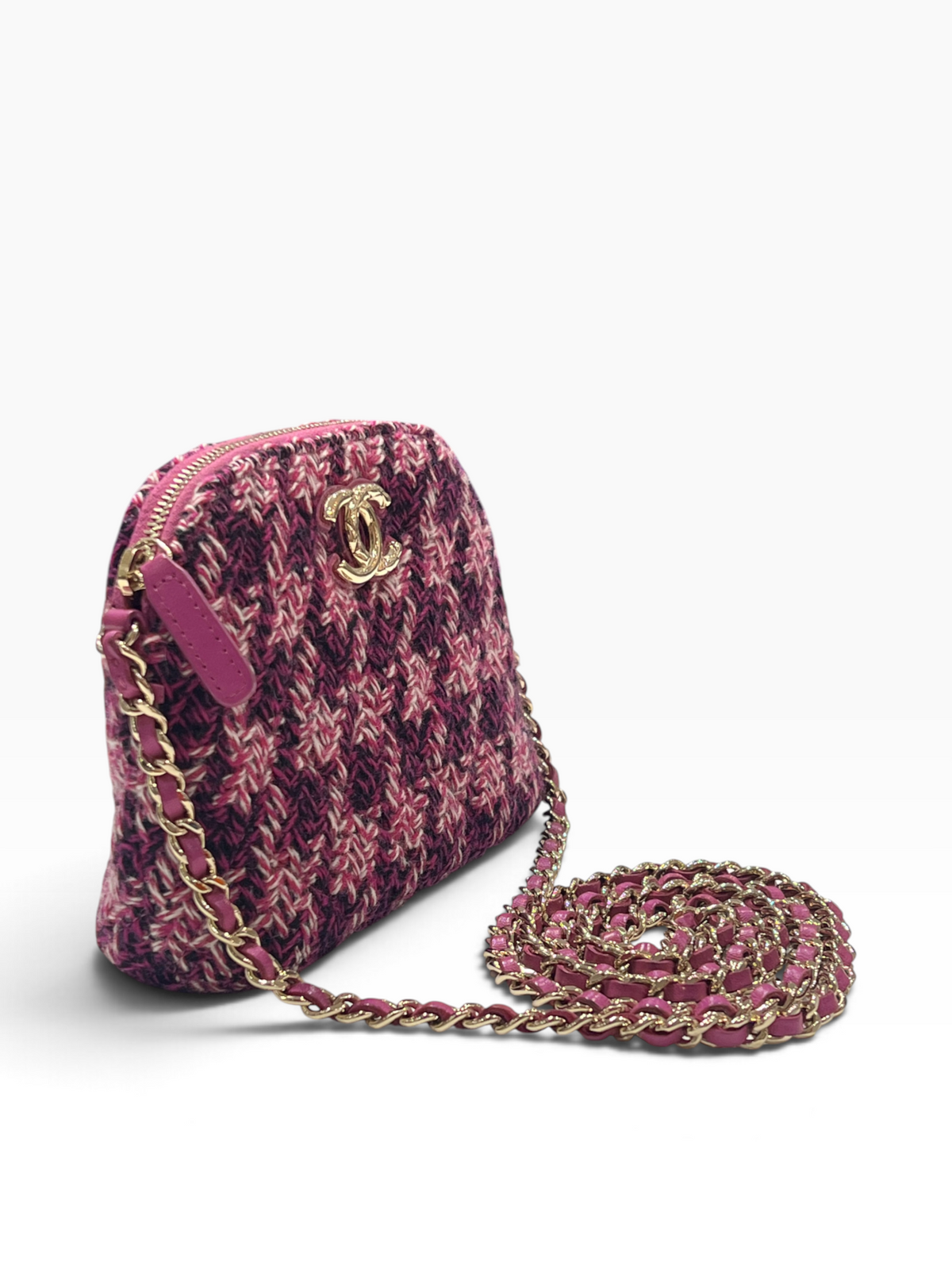 Chanel - pochette sur chaîne mini bolide tweed rose gift