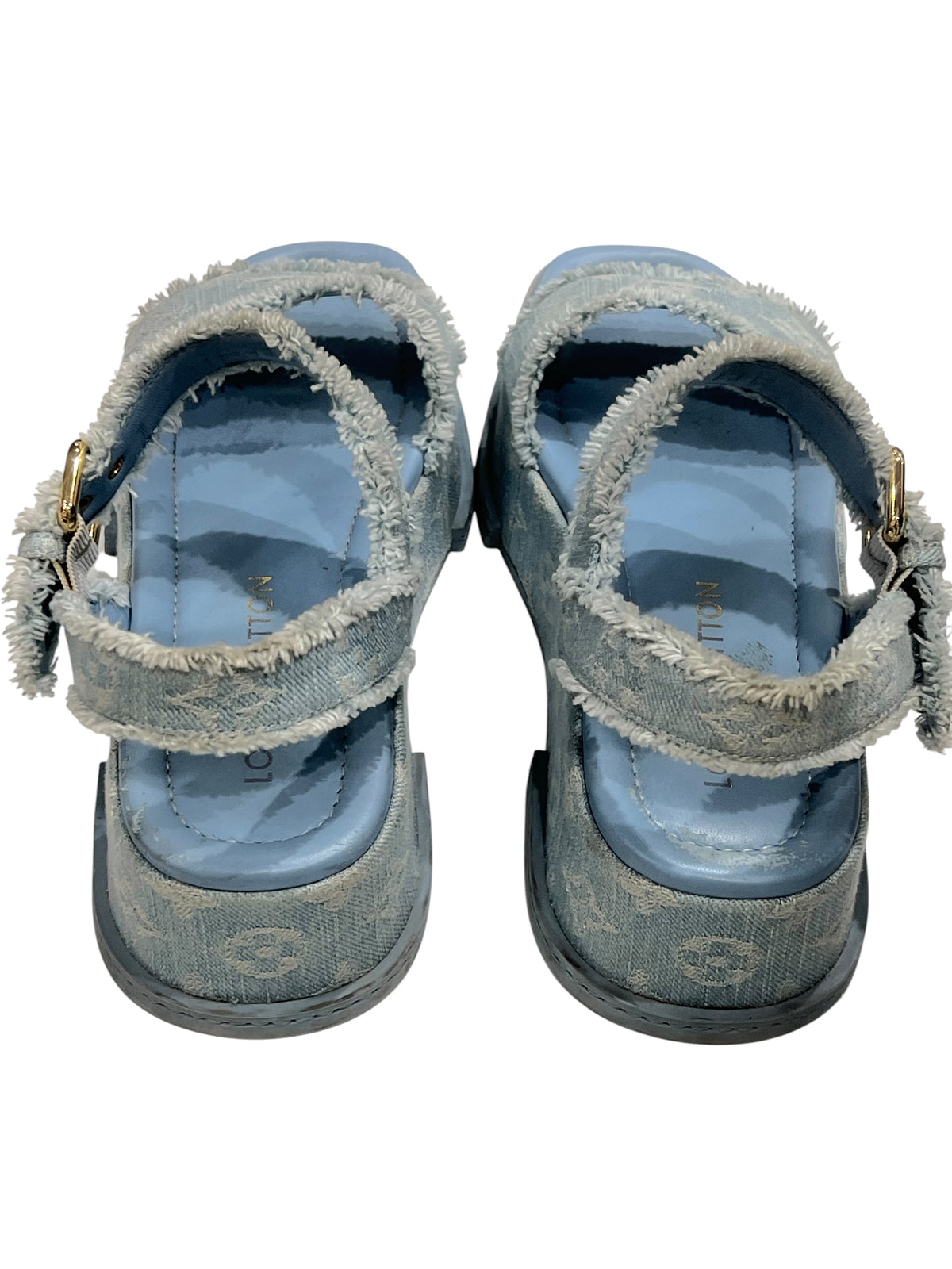 Louis Vuitton – Keilabsatz-Sandalen Naya aus Denim T38