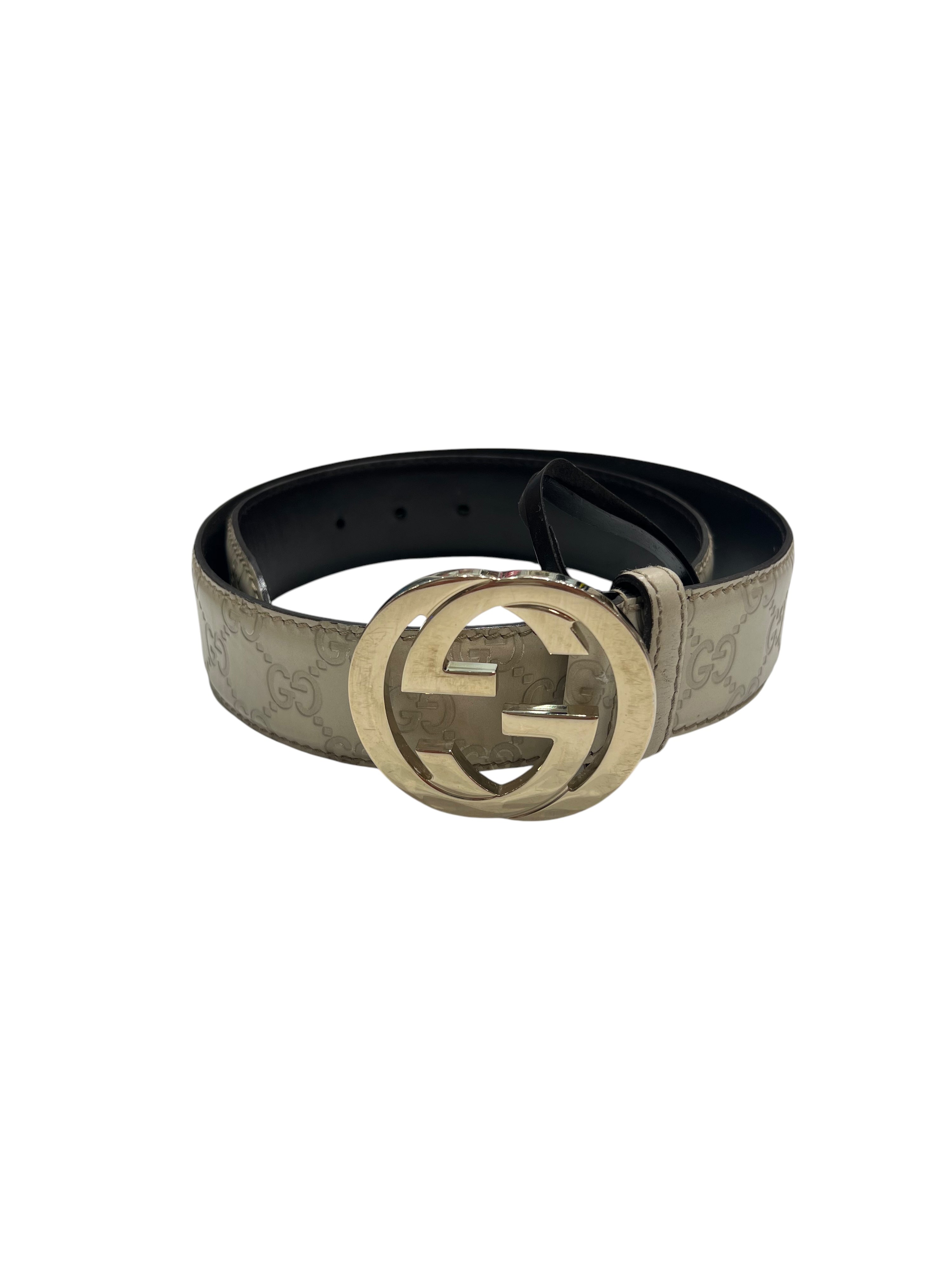Gucci - ceinture GG cuir blanc