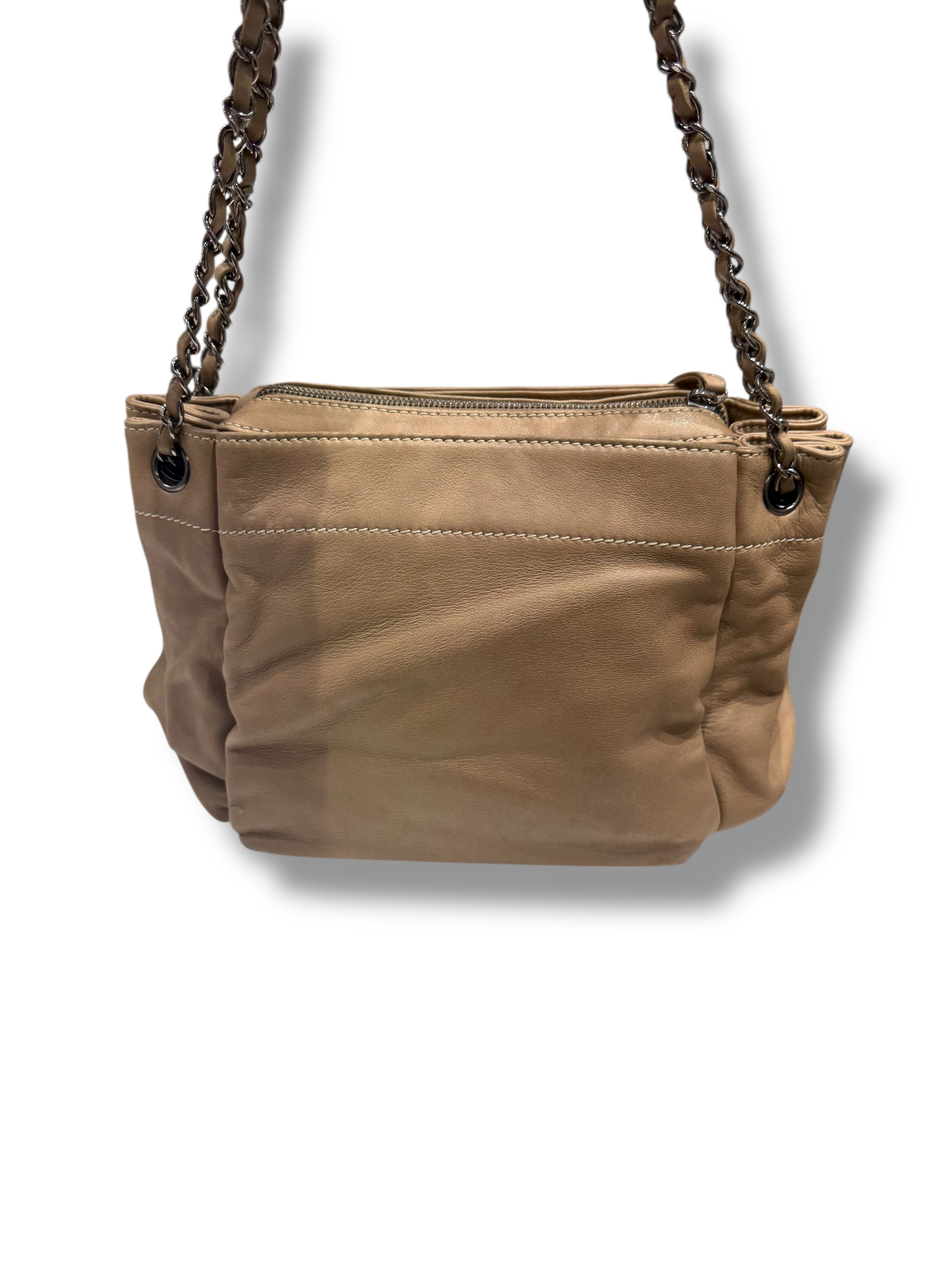 Chanel – Beigefarbene Accordion-Ledertasche