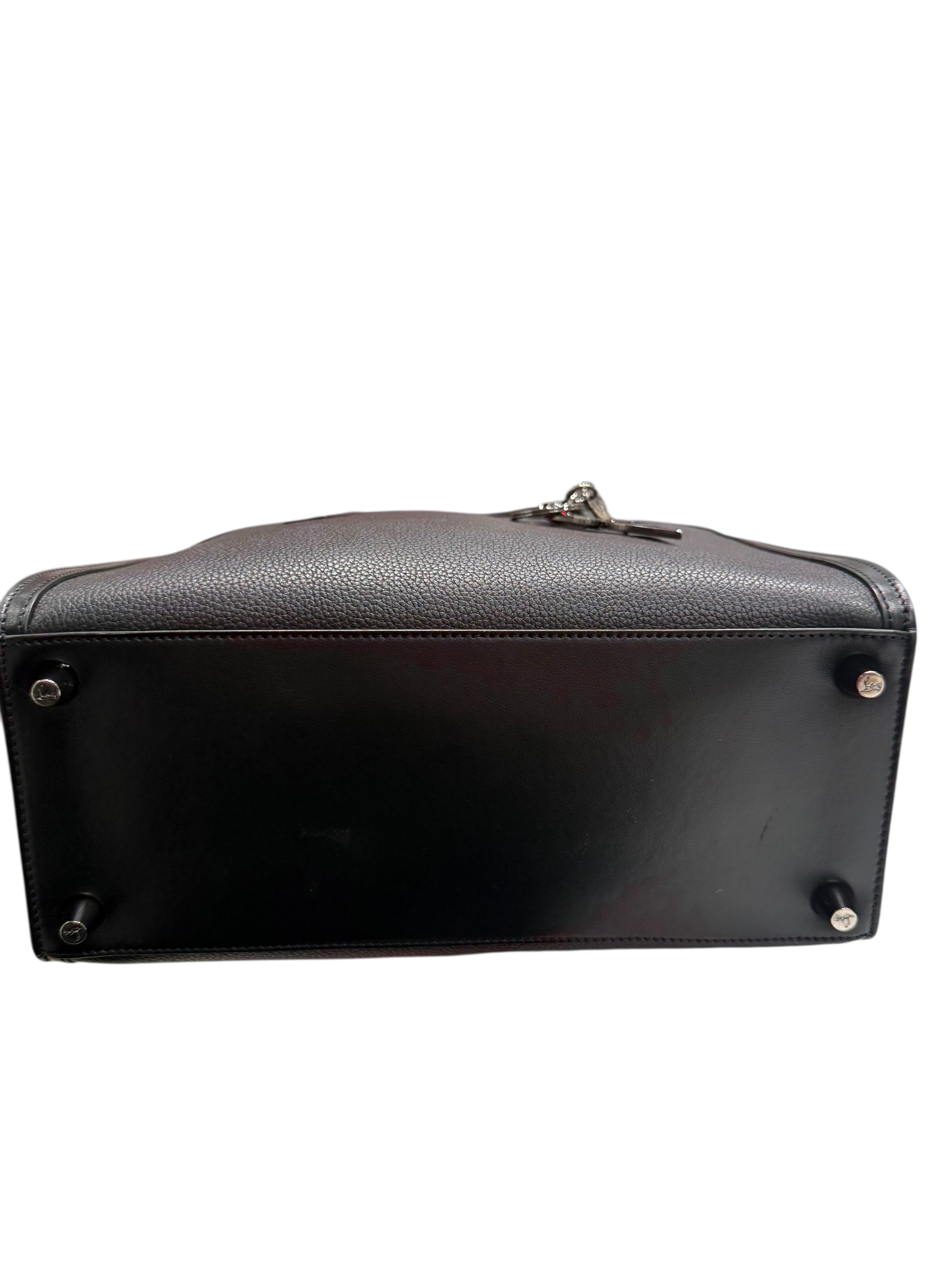 Louboutin - Sac cabas Paloma en cuir noir et rouge