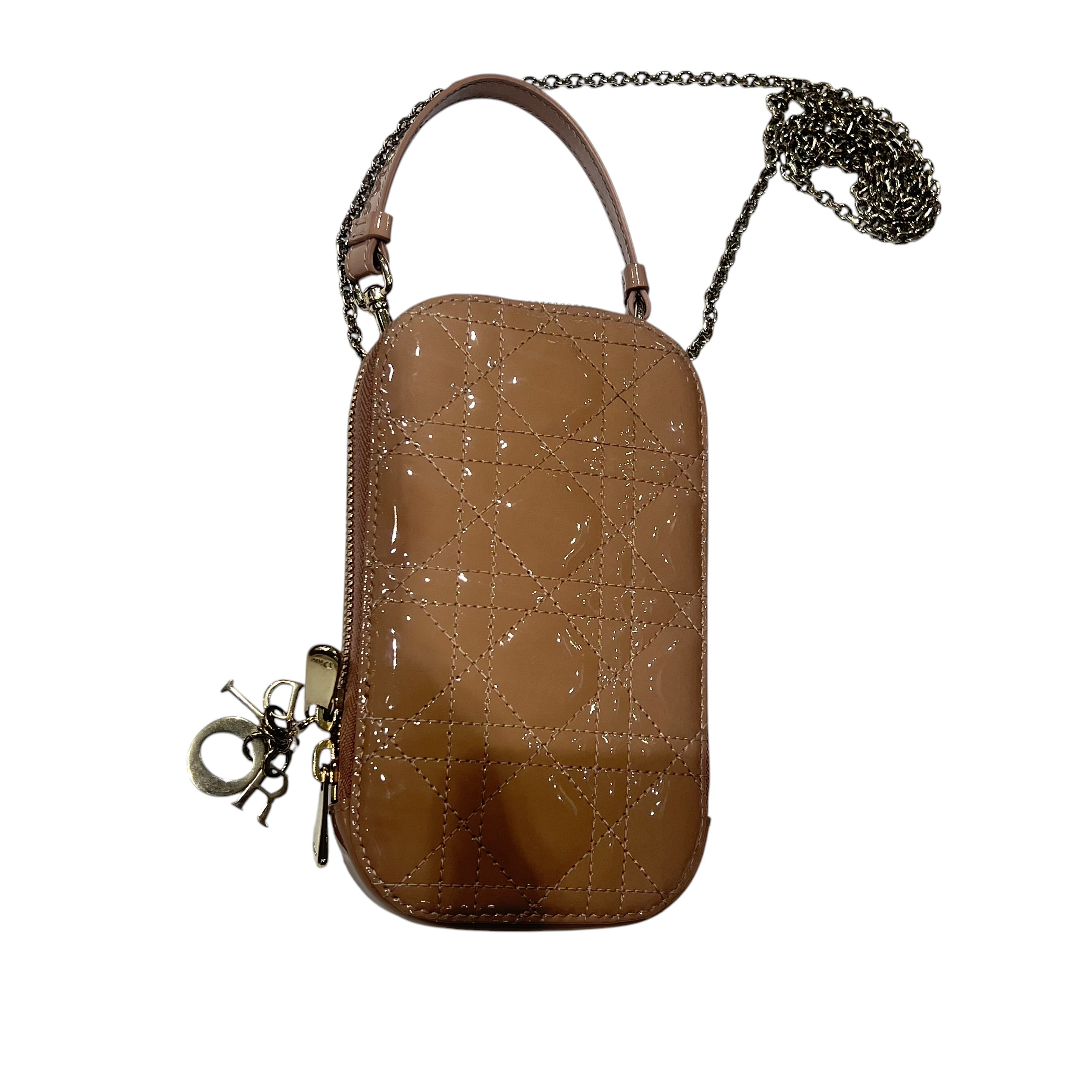 Dior - sac calling cuir verni nude