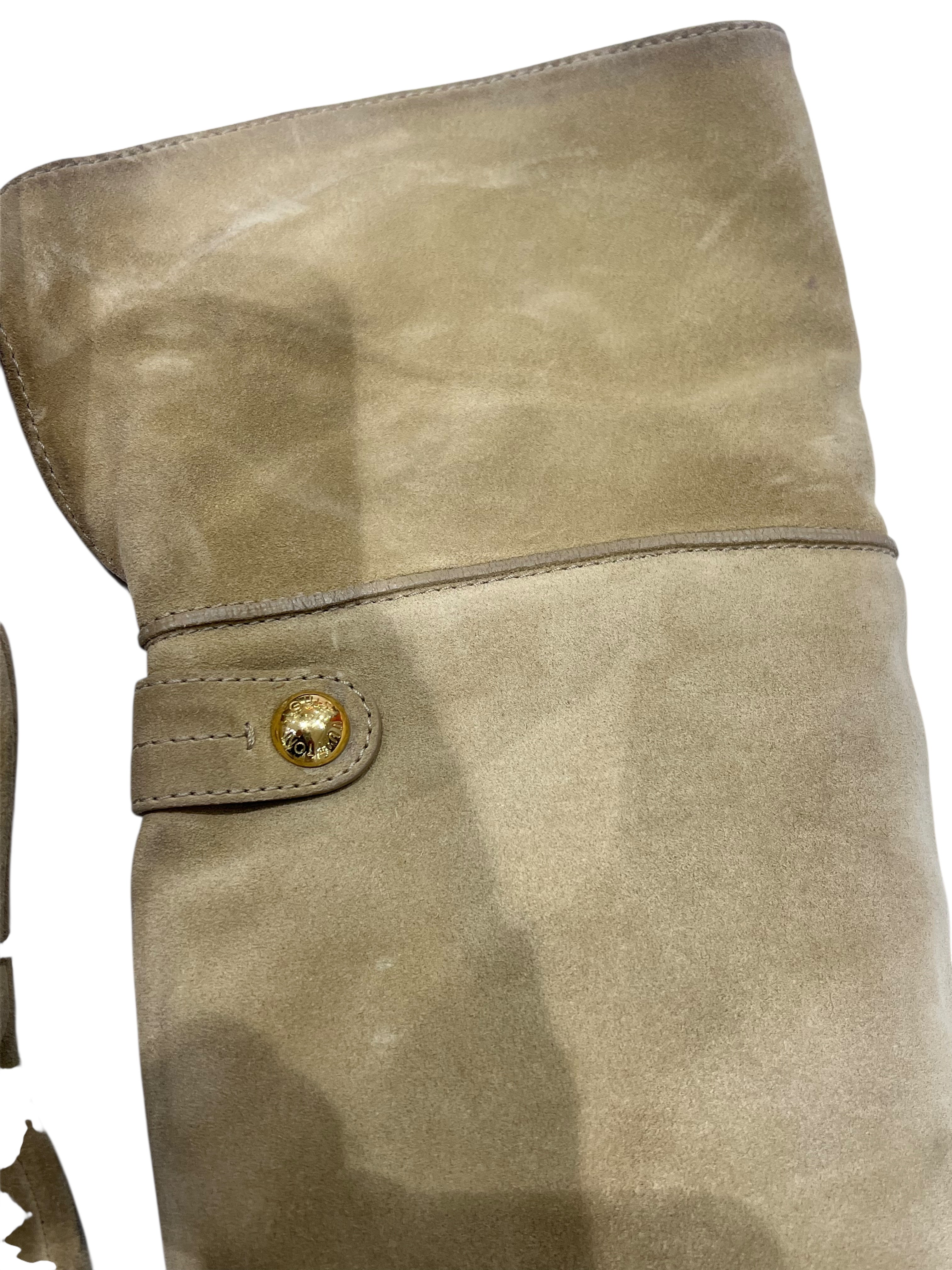 Louis Vuitton - Bottes hautes en daim monogramme brodé T39,5