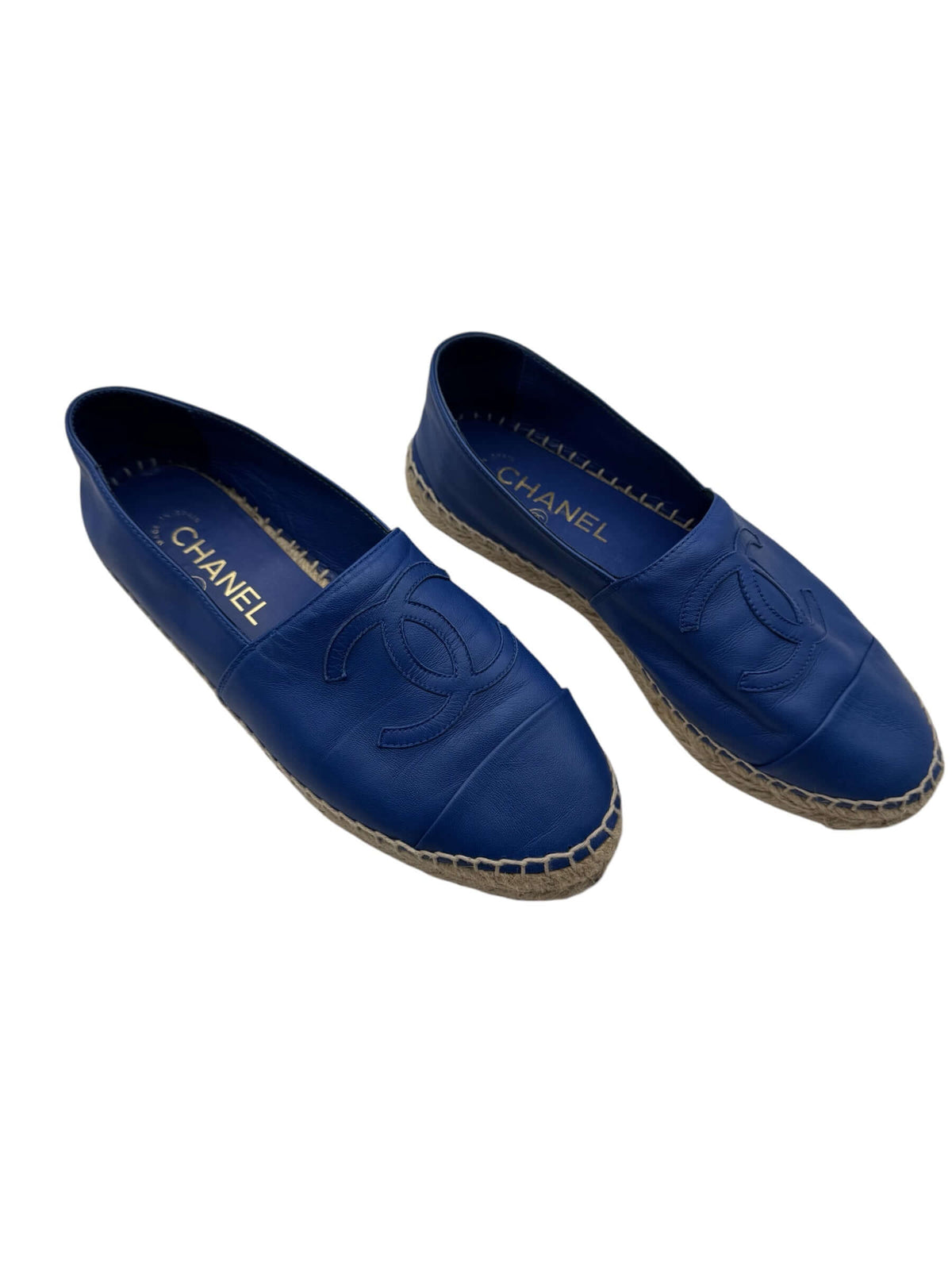 Chanel - Blue leather espadrilles T37