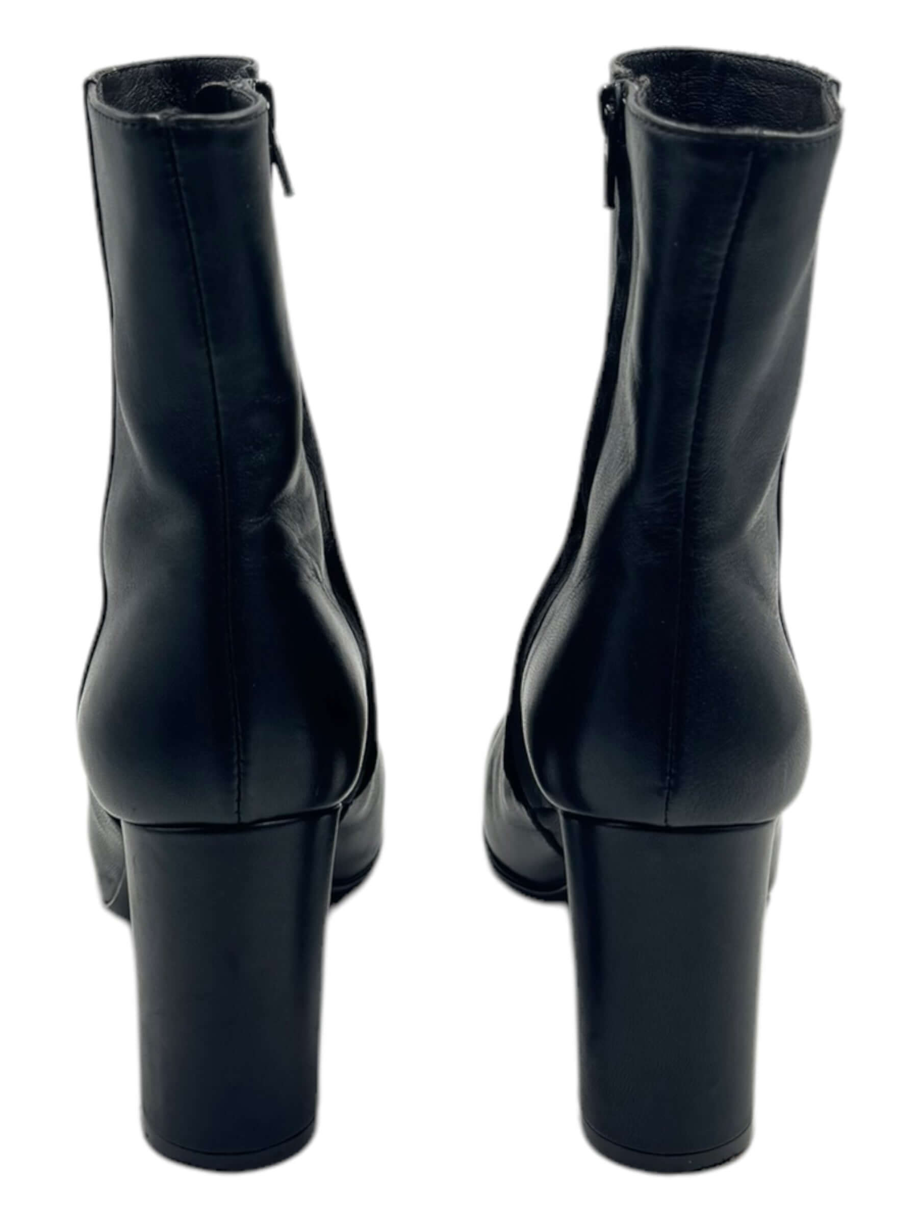 Boot, Genuine Leather - Black Ankle Boot Size 36.5