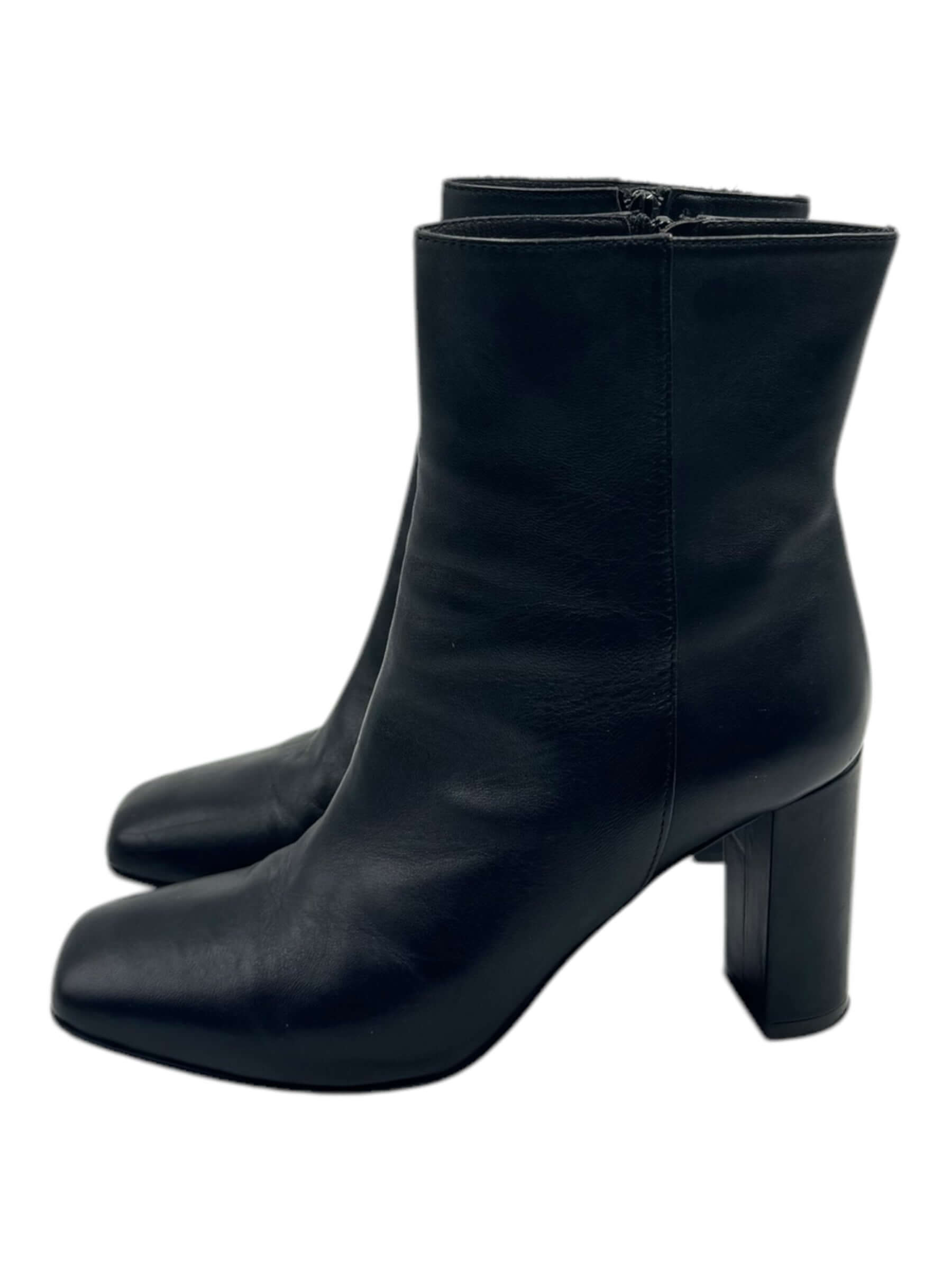 Boot, Genuine Leather - Black Ankle Boot Size 36.5