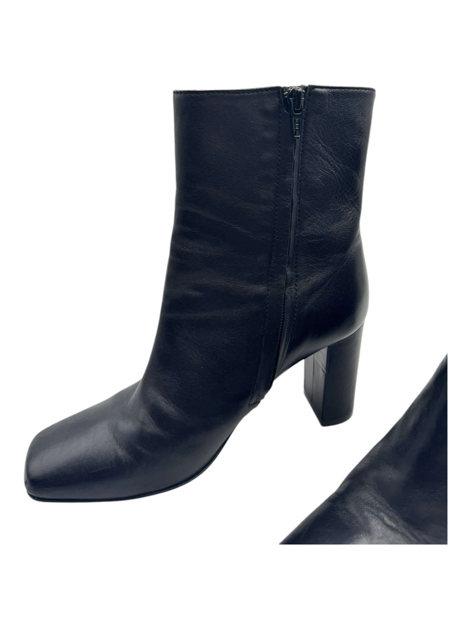 Boot, Genuine Leather - Black Ankle Boot Size 36.5