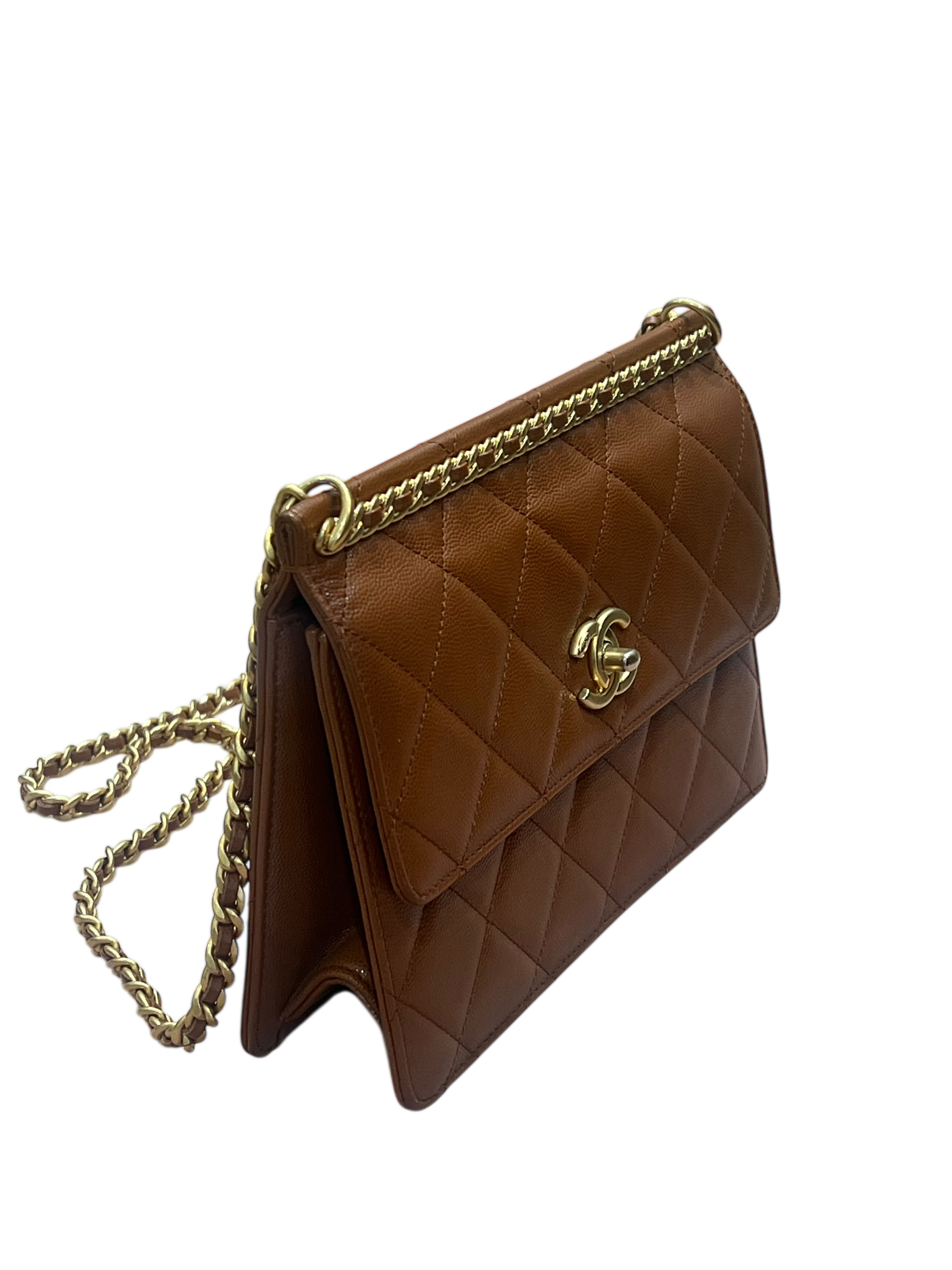 Chanel - sac à rabat cuir caviar caramel