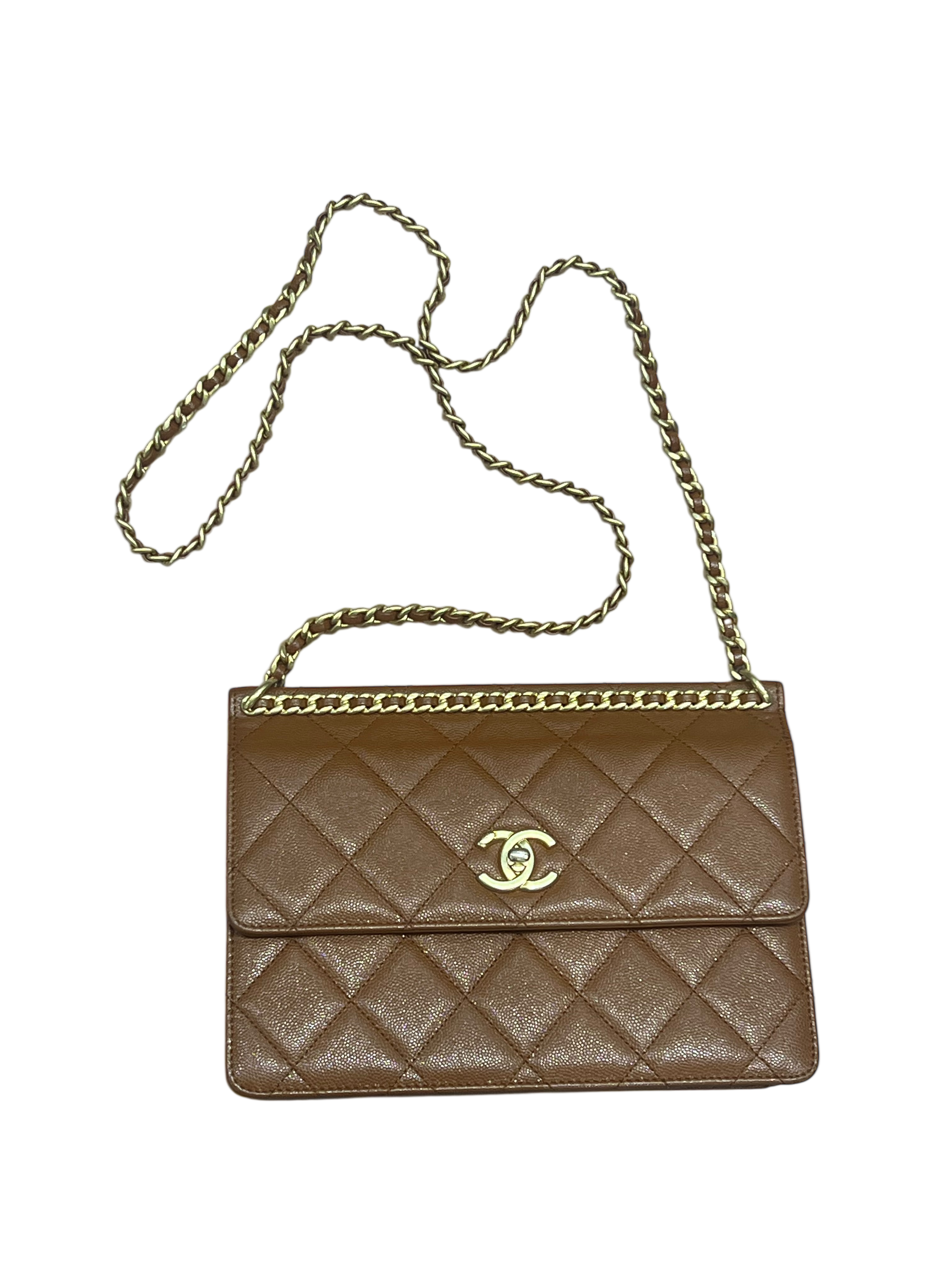 Chanel - sac à rabat cuir caviar caramel