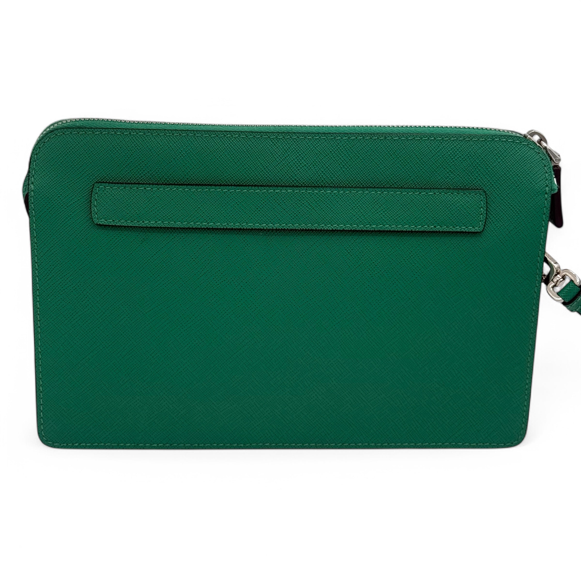 Prada - Pochette Cuir Saffiano verte