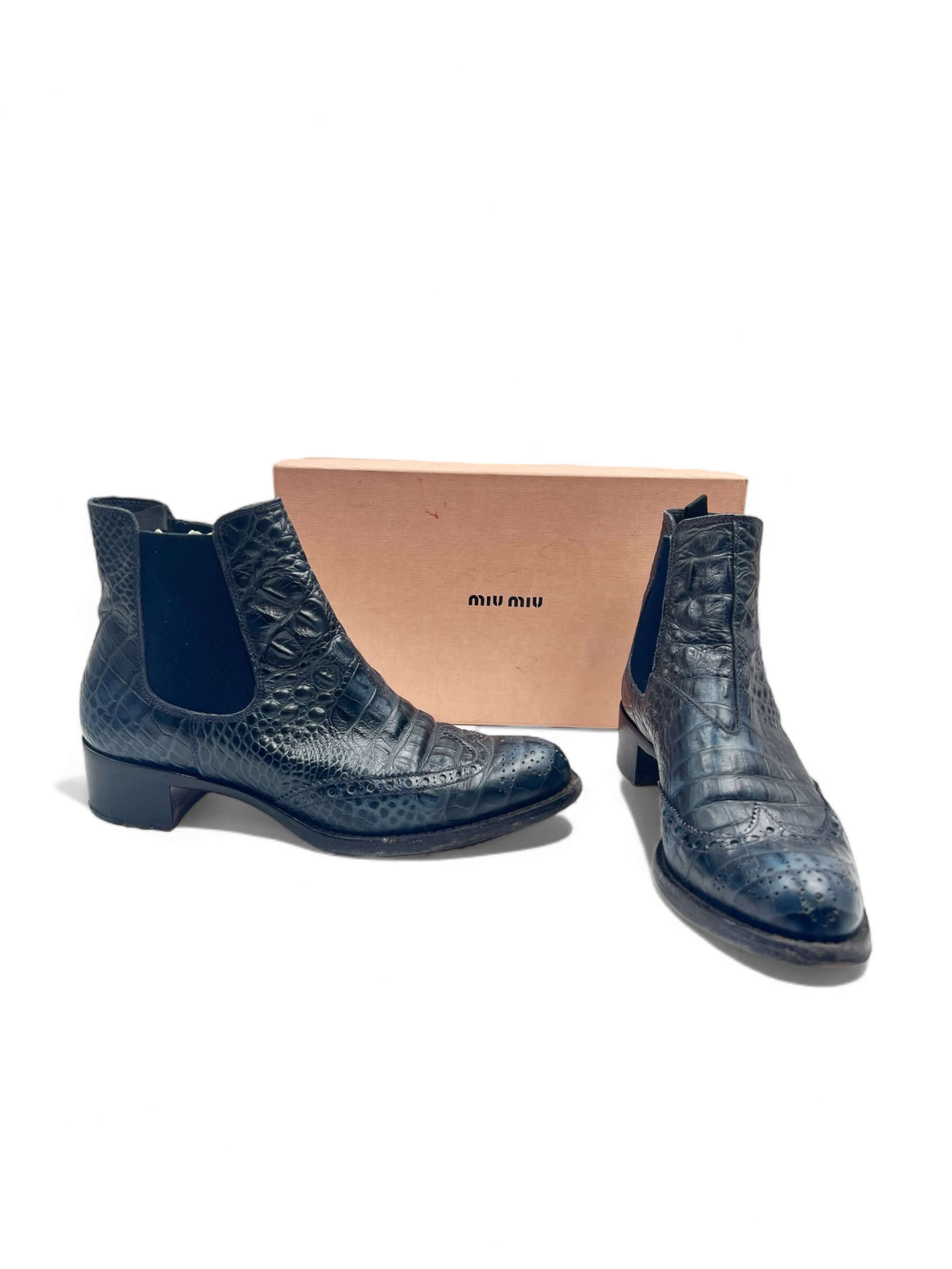 Miu Miu - Bottines effet crocodile T37