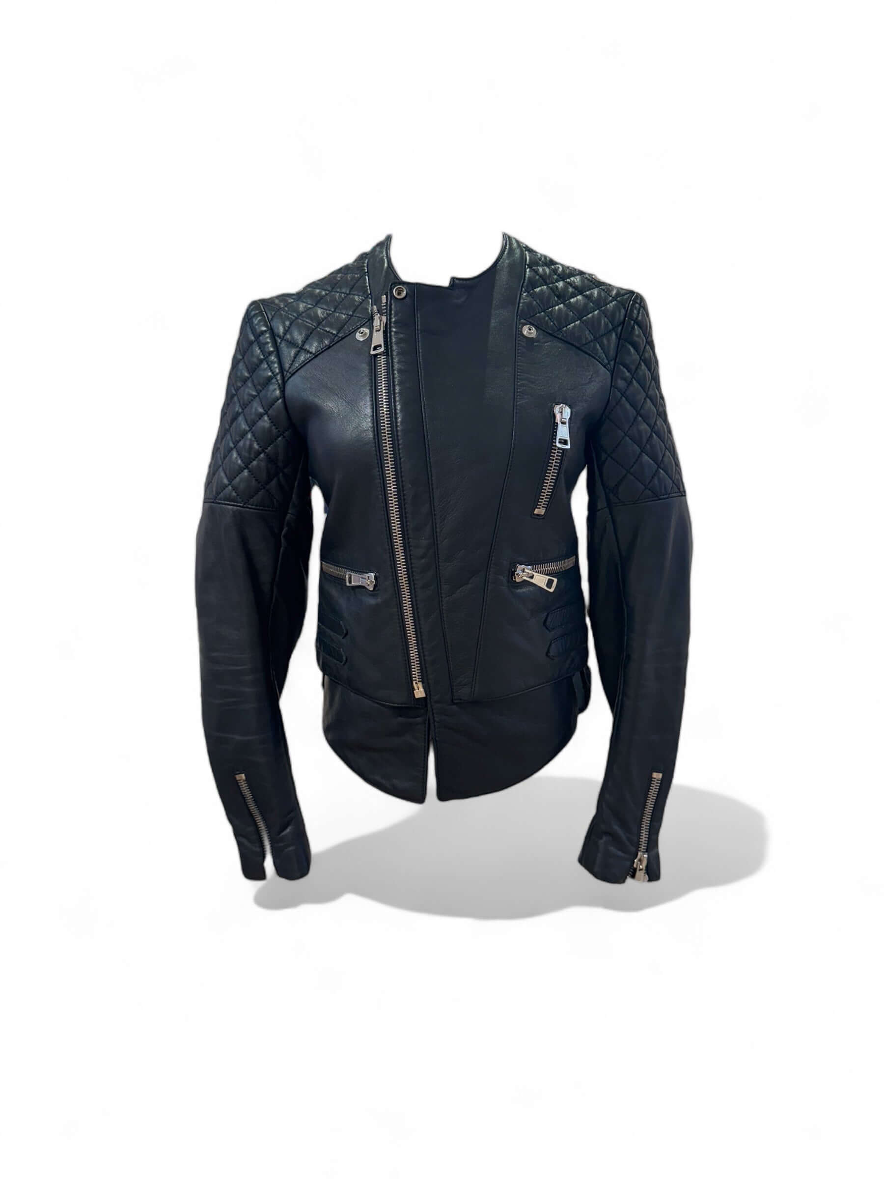 Balenciaga - Veste en cuir noir T38