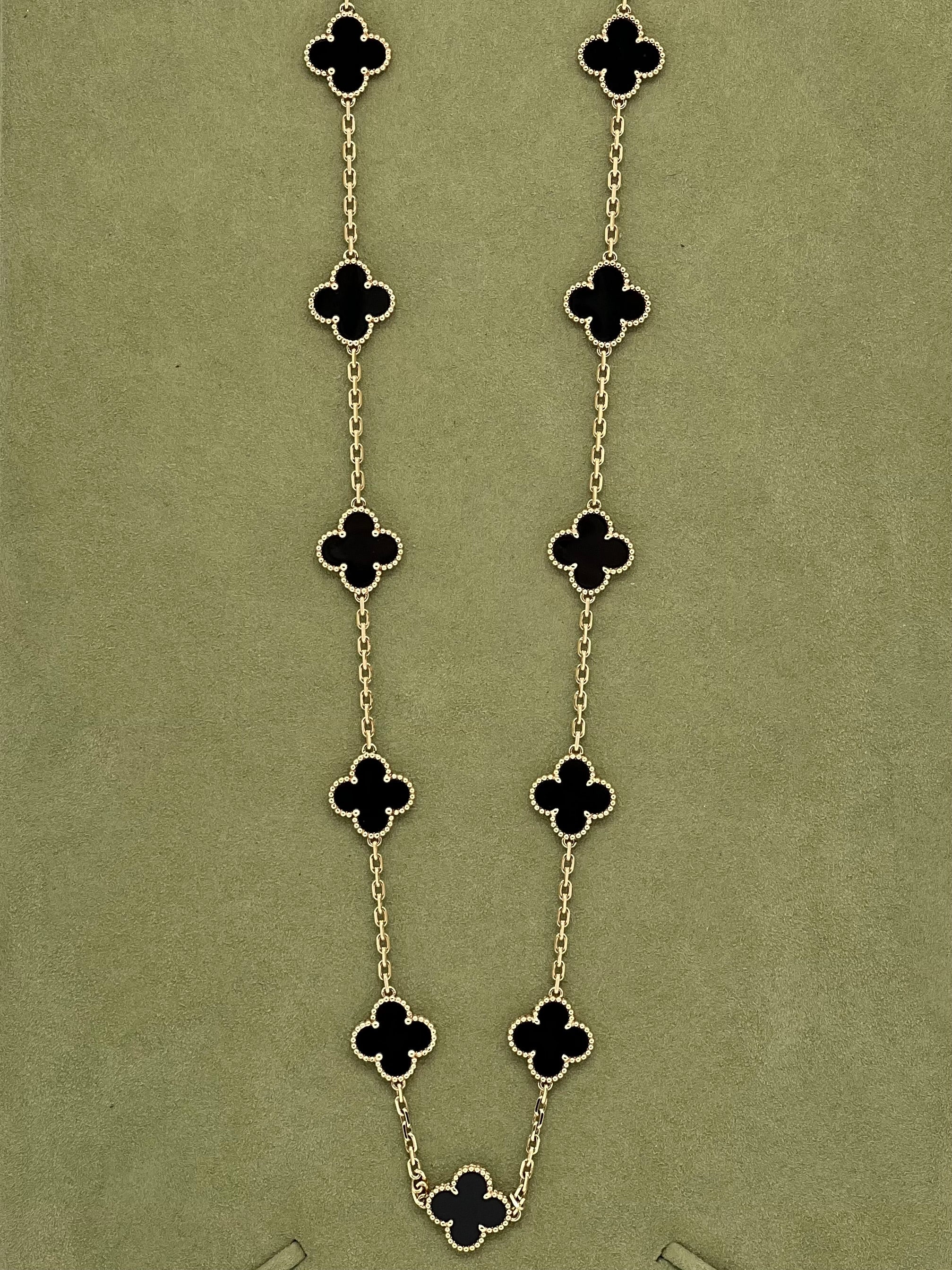 Van Cleef & Arpels - Vintage Alhambra 20 motifs Onyx long necklace