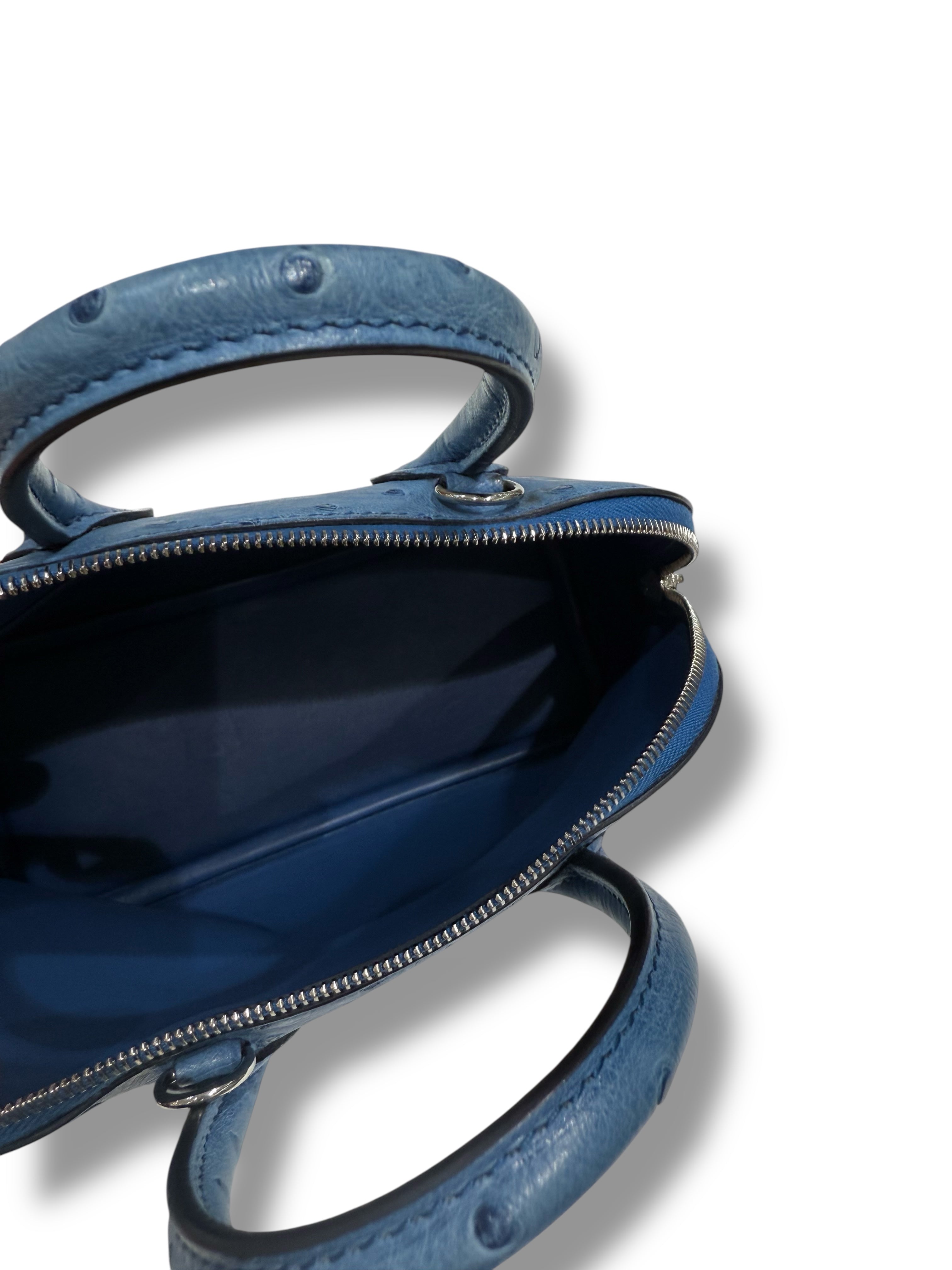 Hermès - Sac mini Bolide 20 Bleu Aizome Autruche