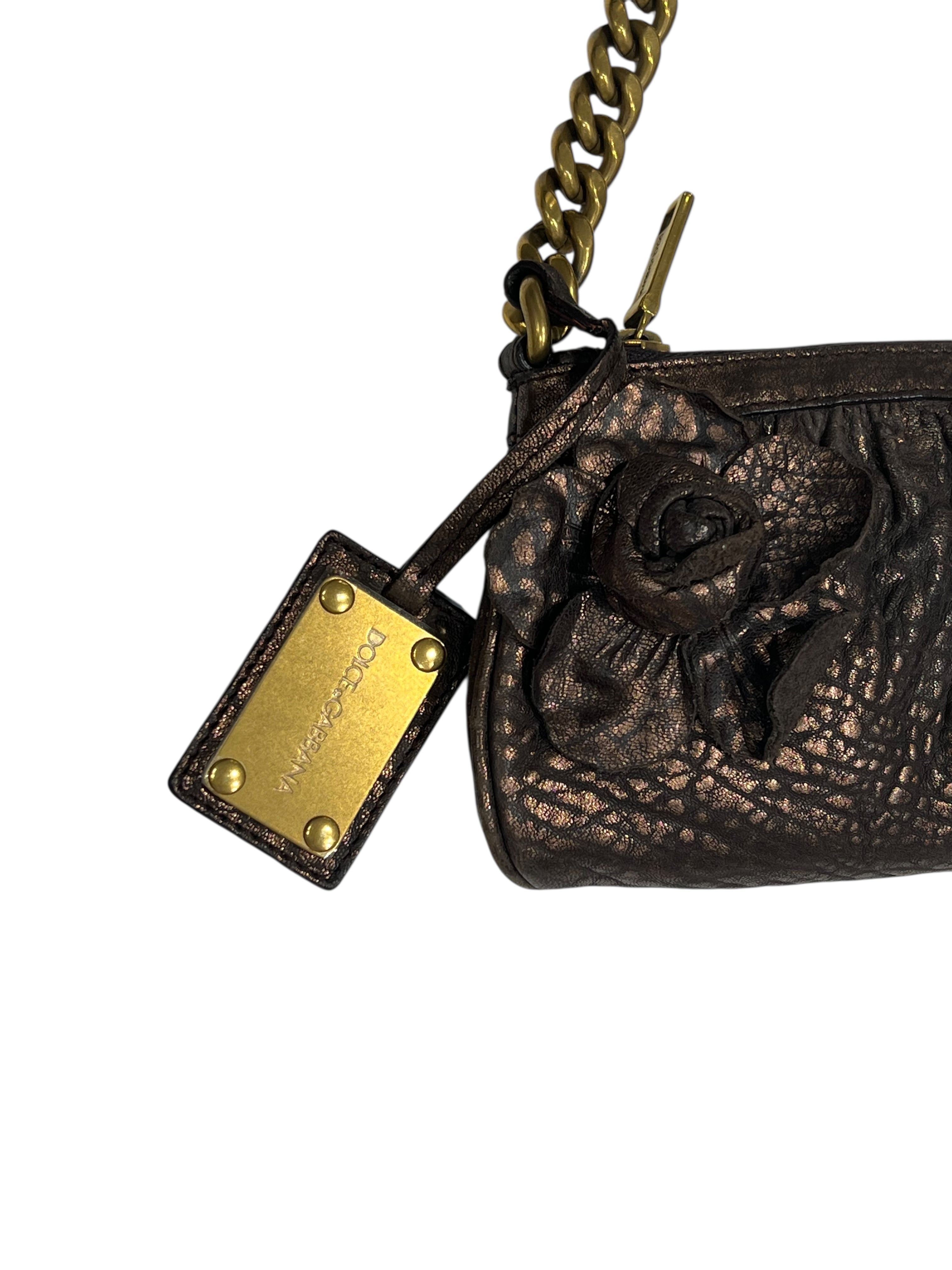 Dolce gabbana - sac soirée cuir bronze