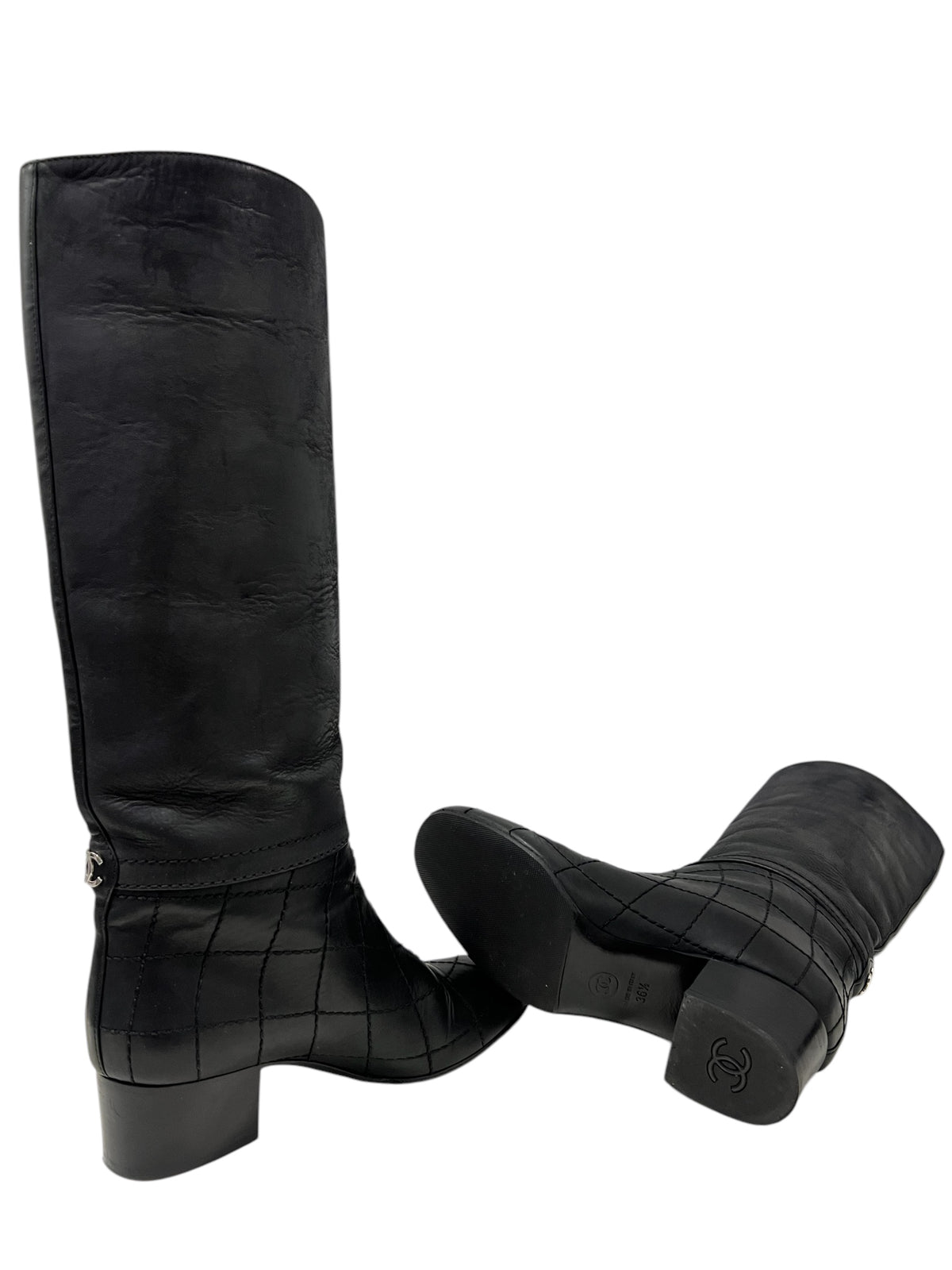 Chanel - Bottes avec surpiqûres T.38
