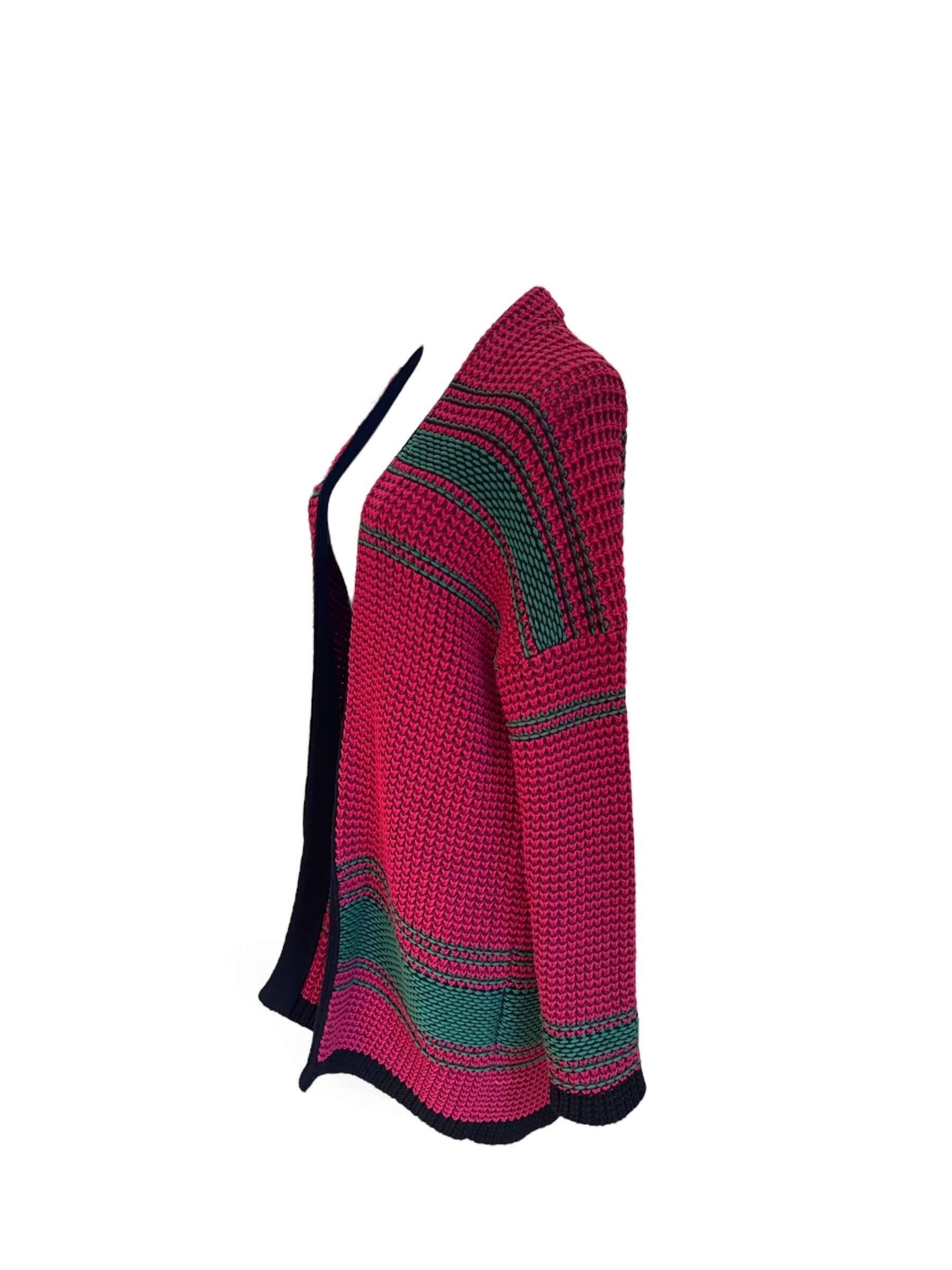 Maje - Gilet crochet rose et vert TM