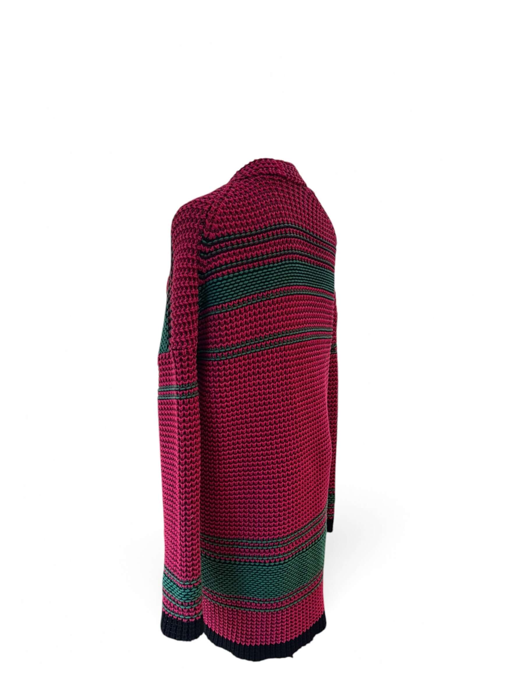 Maje - Gilet crochet rose et vert TM