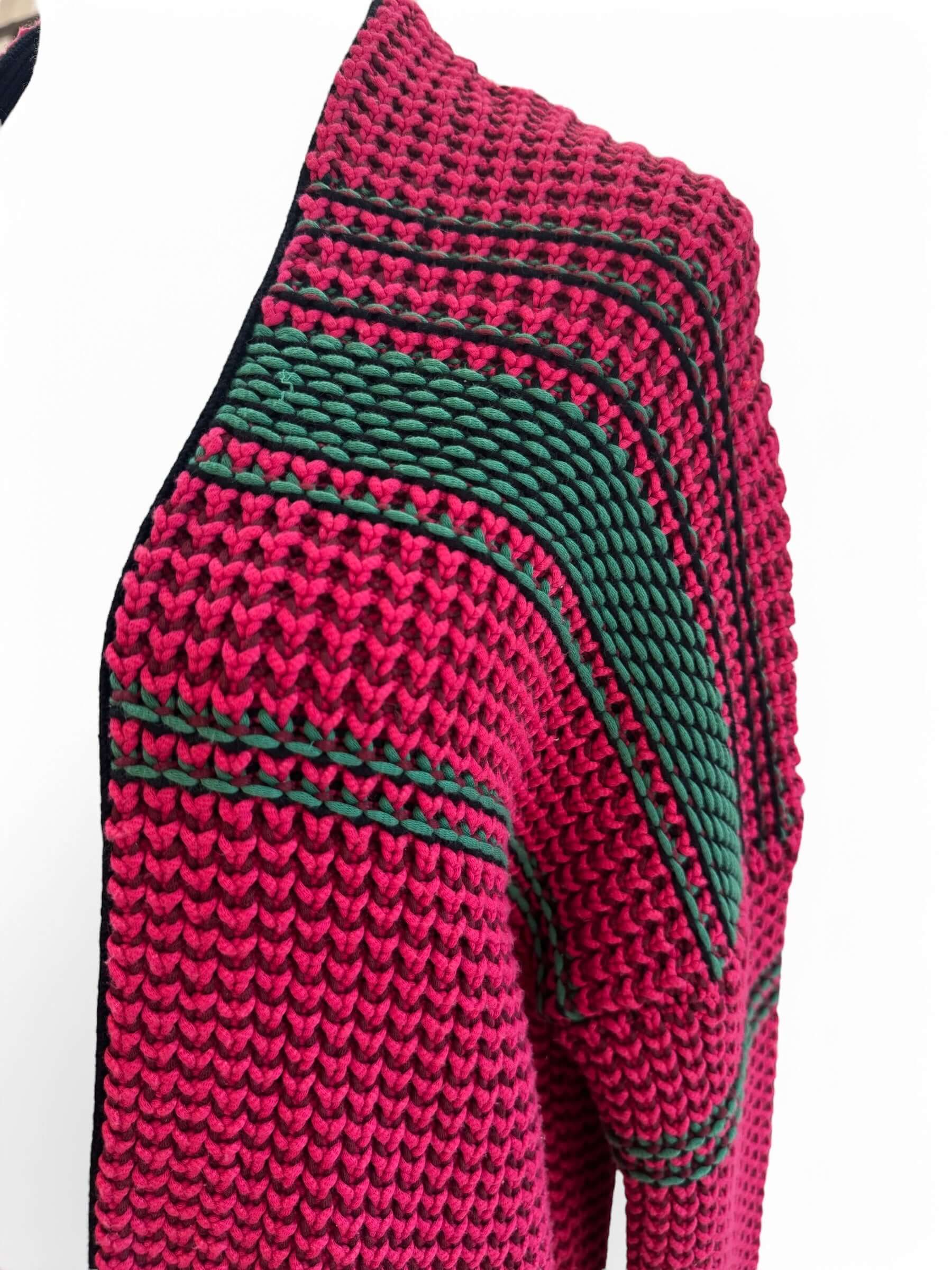 Maje - Gilet crochet rose et vert TM