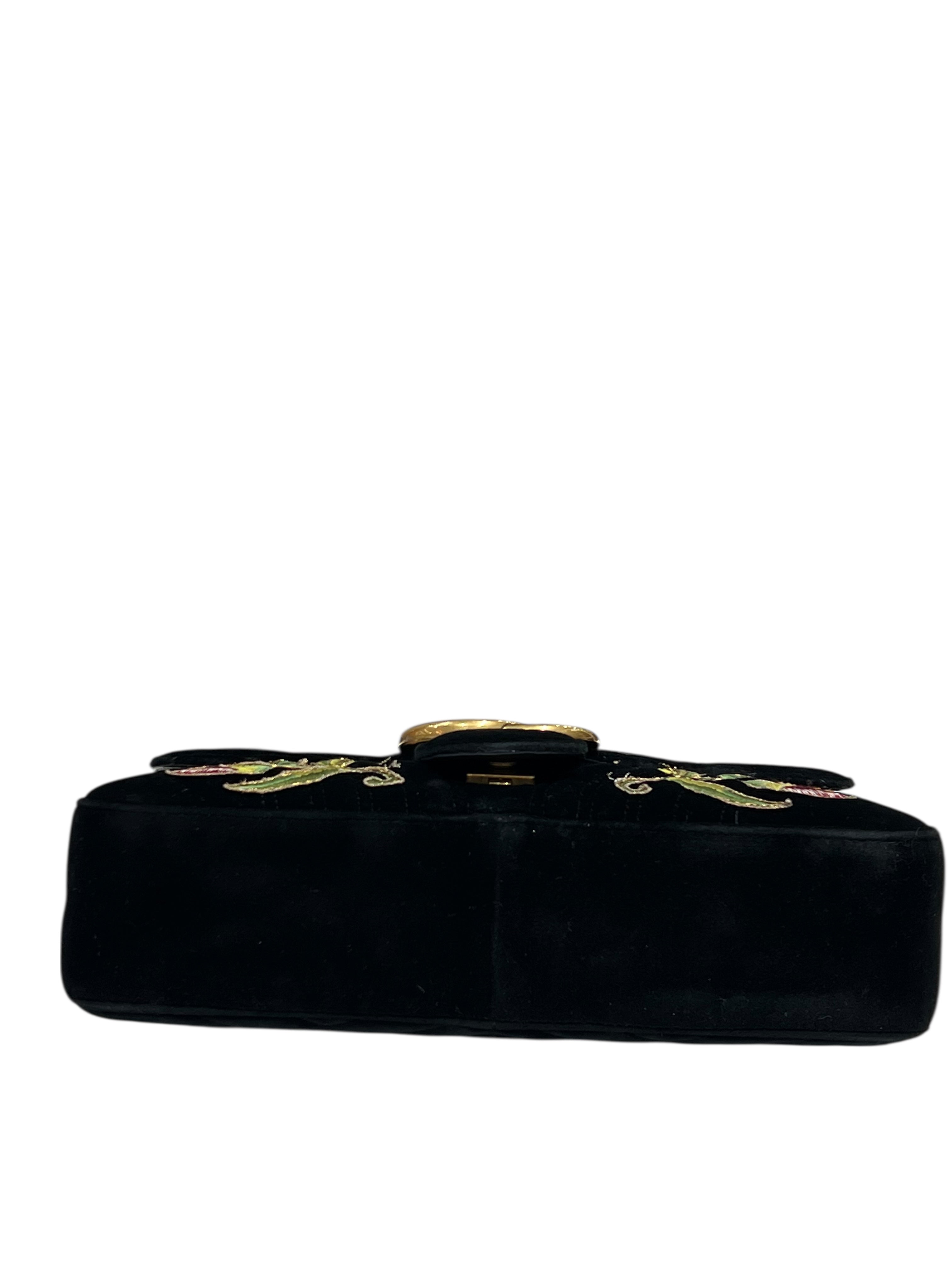 Gucci - sac marmont GM velours noir et broderies