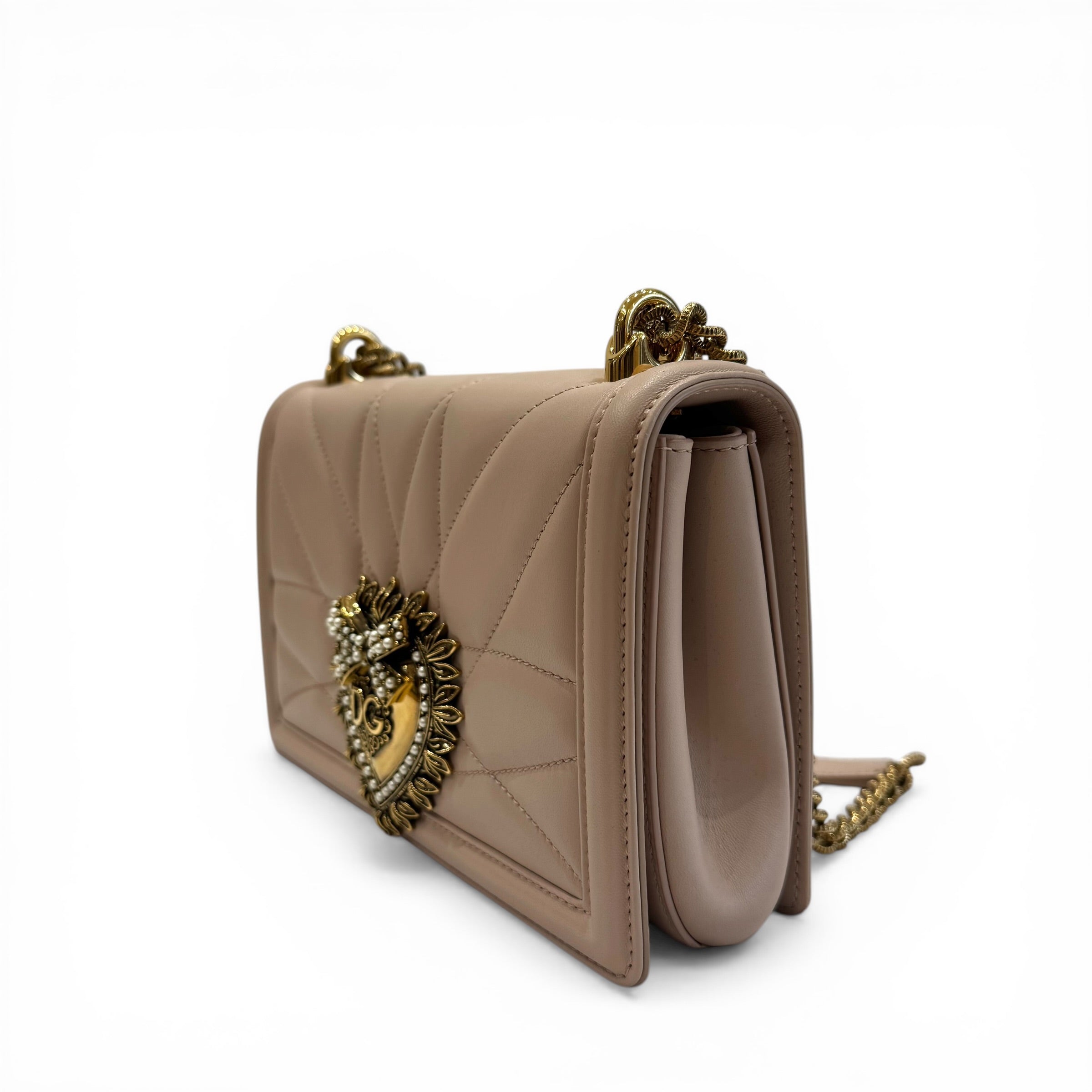 Dolce & Gabbana - Sac Dévotion en cuir rose pale