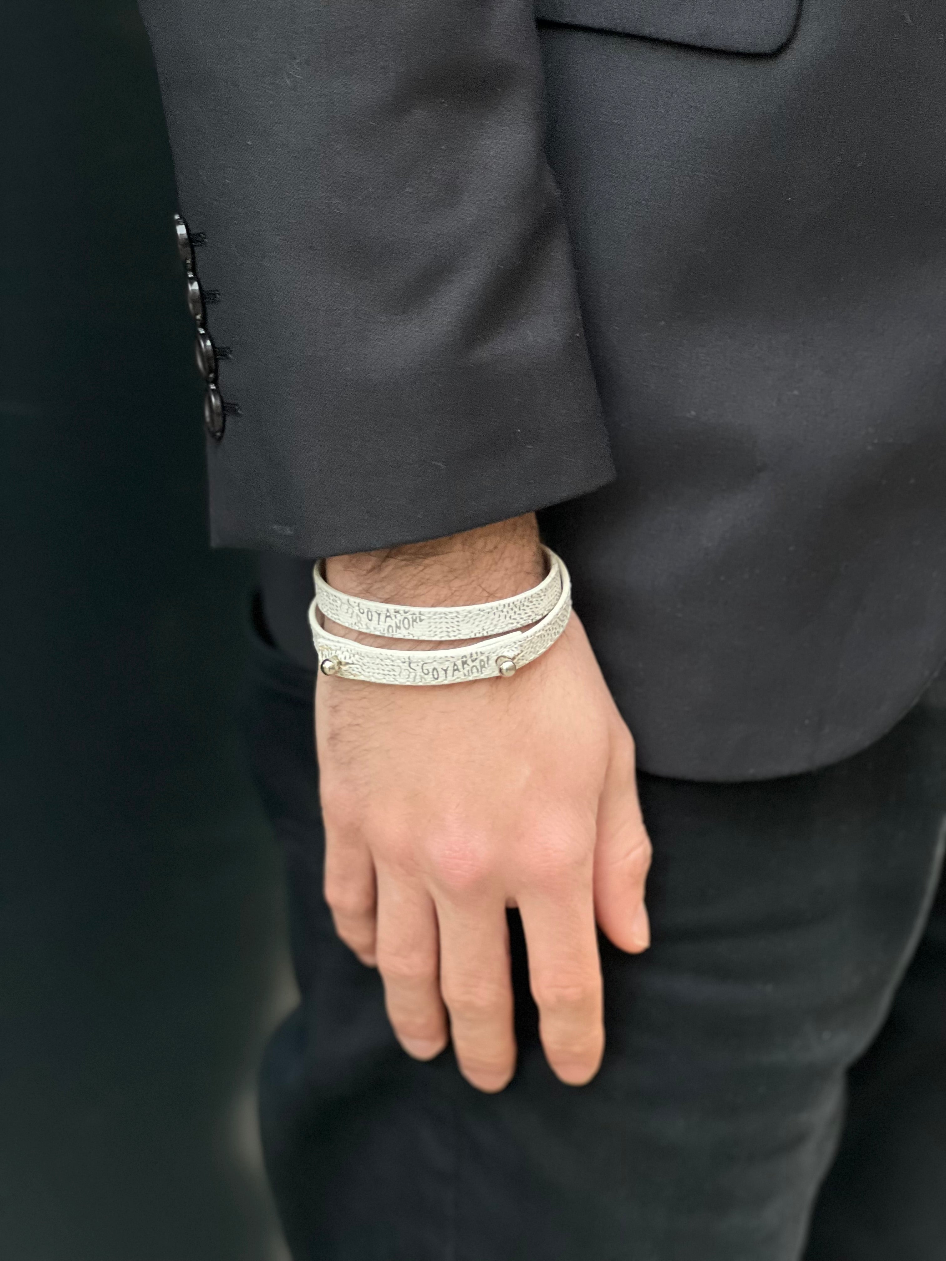 Goyard - Bracelet en cuir blanc