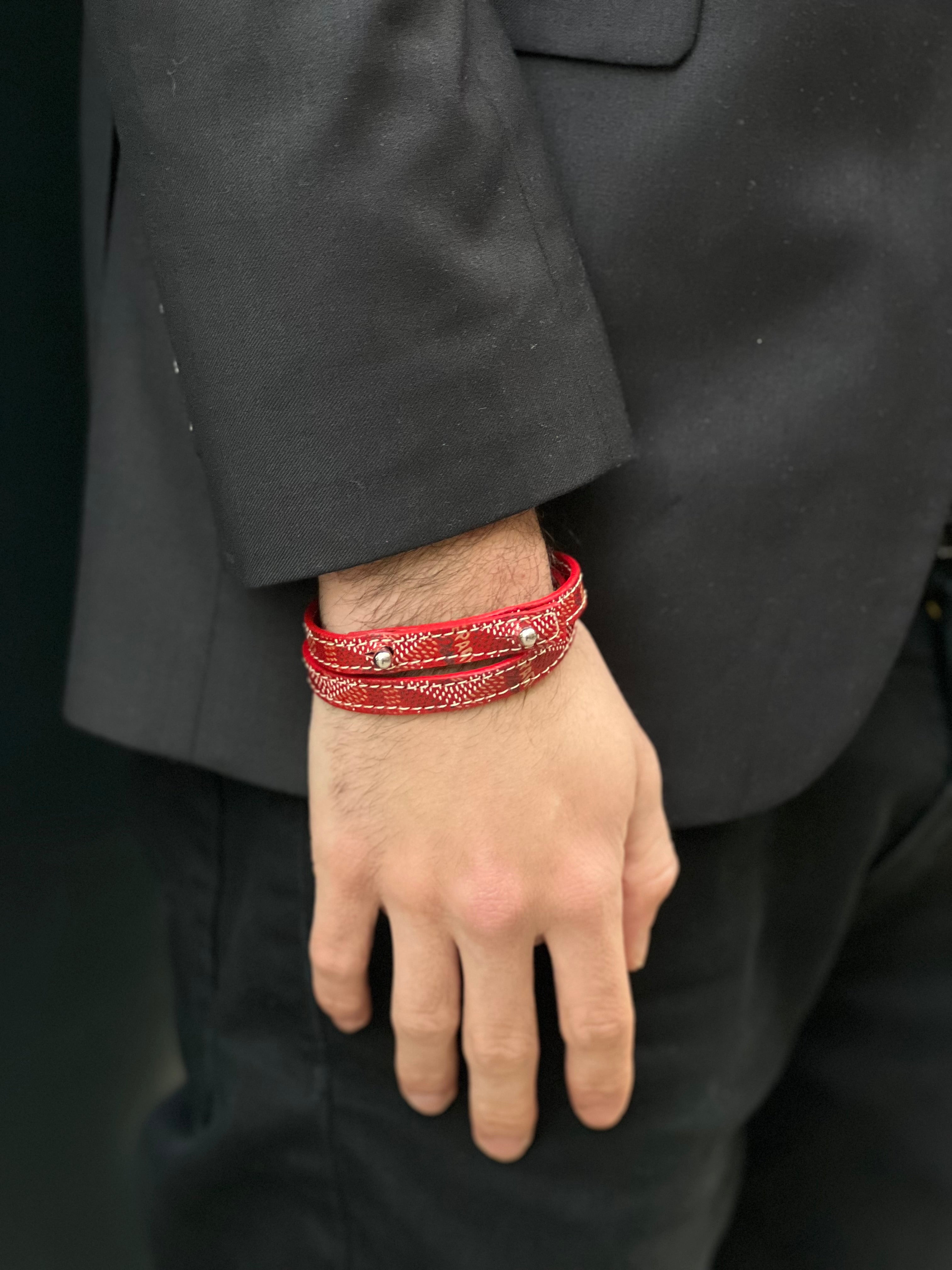 Goyard - Bracelet en cuir rouge