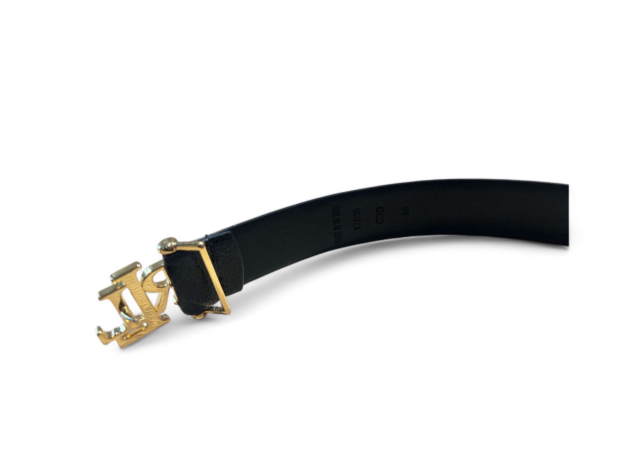 Ralph Lauren -Ceinture cuir noir boucle or TM