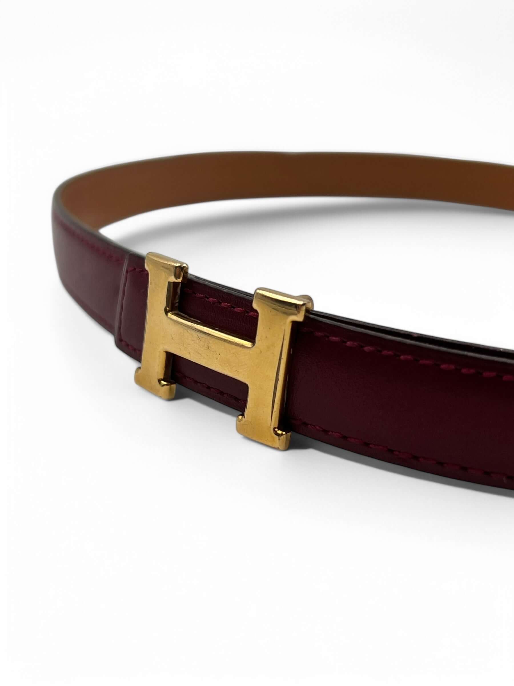 Hermès - Ceinture H 18 réversible bordeaux