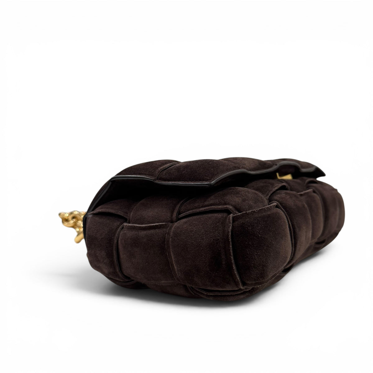 Bottega Veneta - Sac cassette en daim marron chaîne doré 