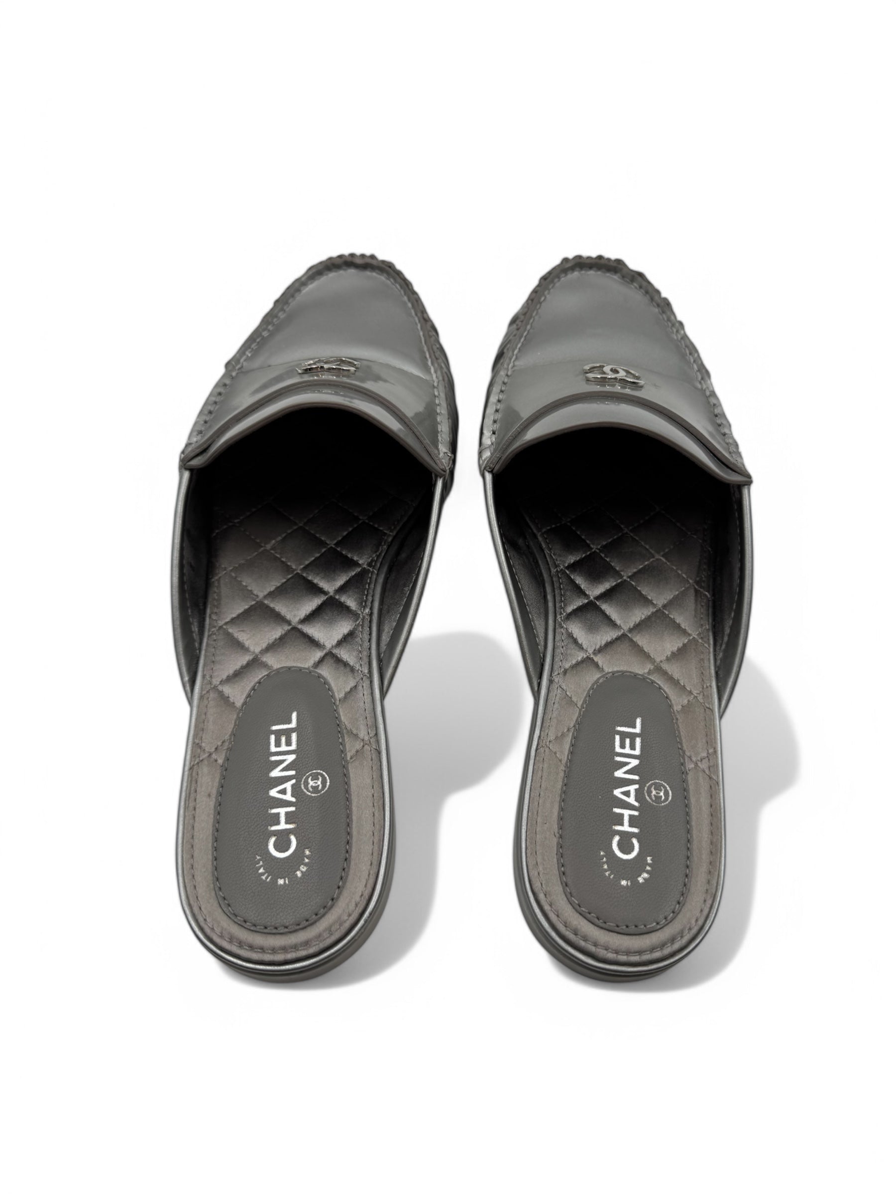 Chanel - Silver Chanel Mules Size 37