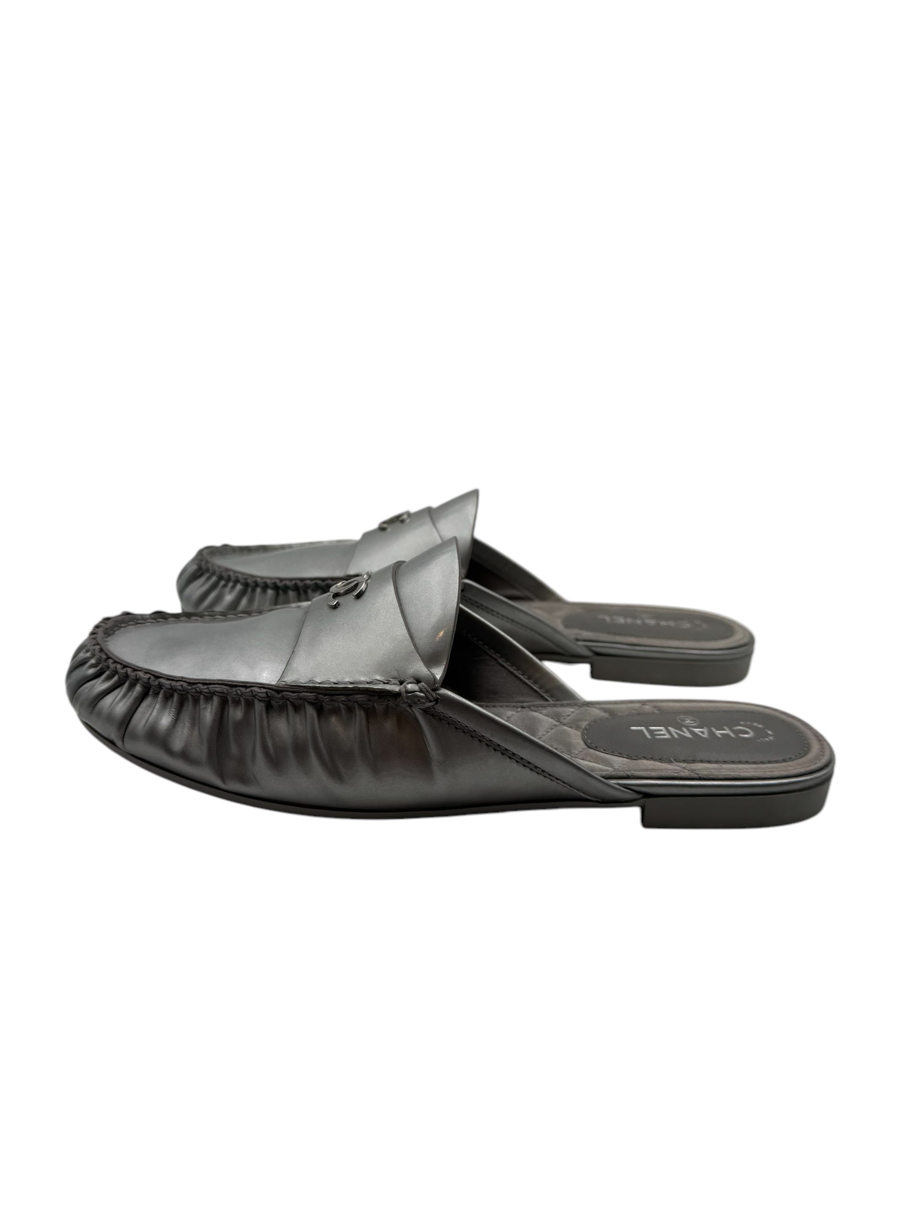 Chanel - Silver Chanel Mules Size 37