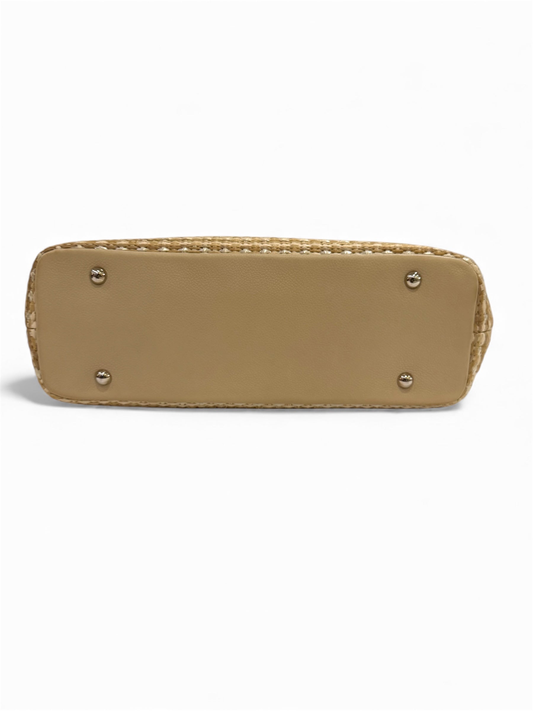 Chanel - Borsa in rafia beige e bianca