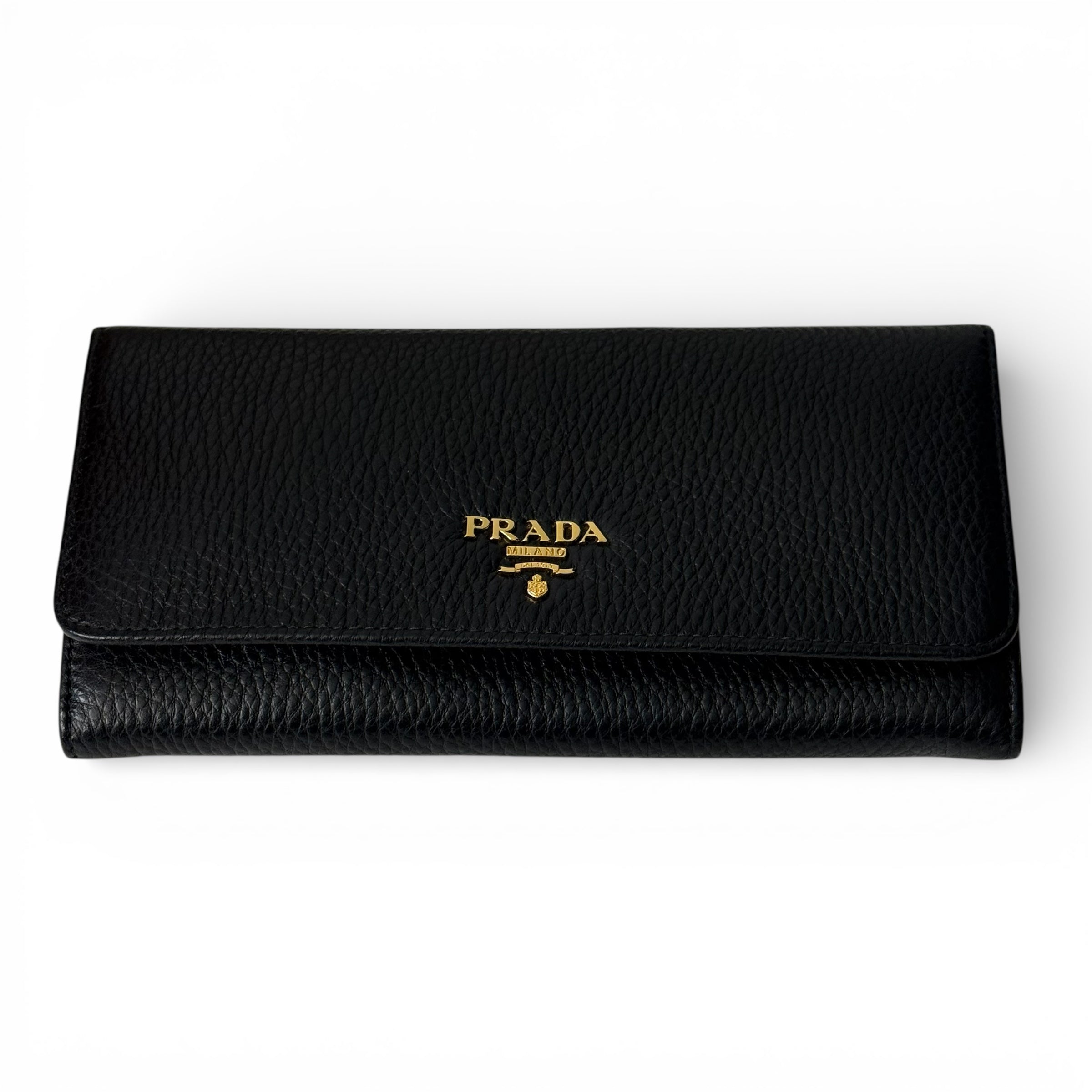 Prada - Black grained leather wallet