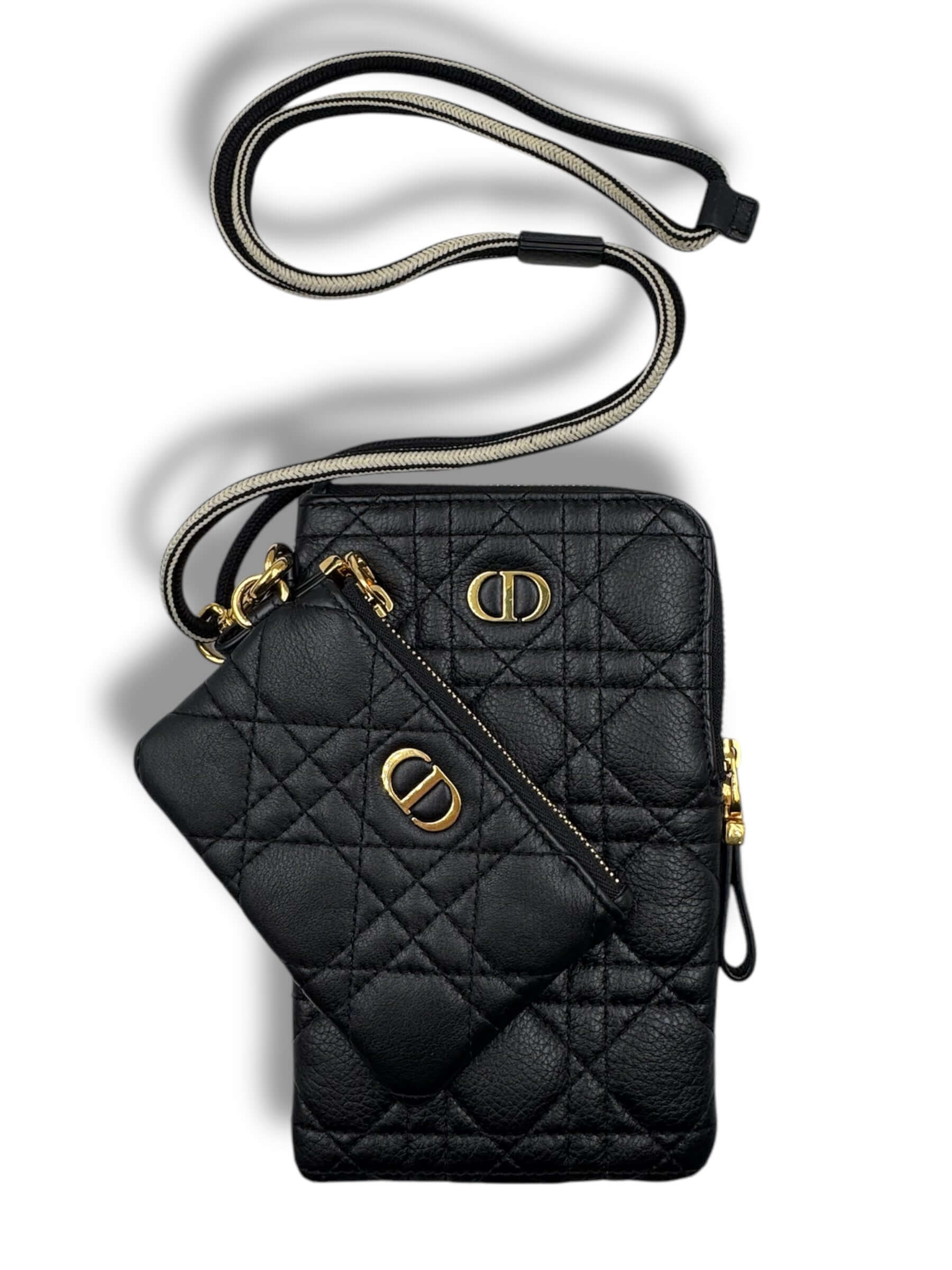 Christian Dior - Sac Besace Caro Pouch noir