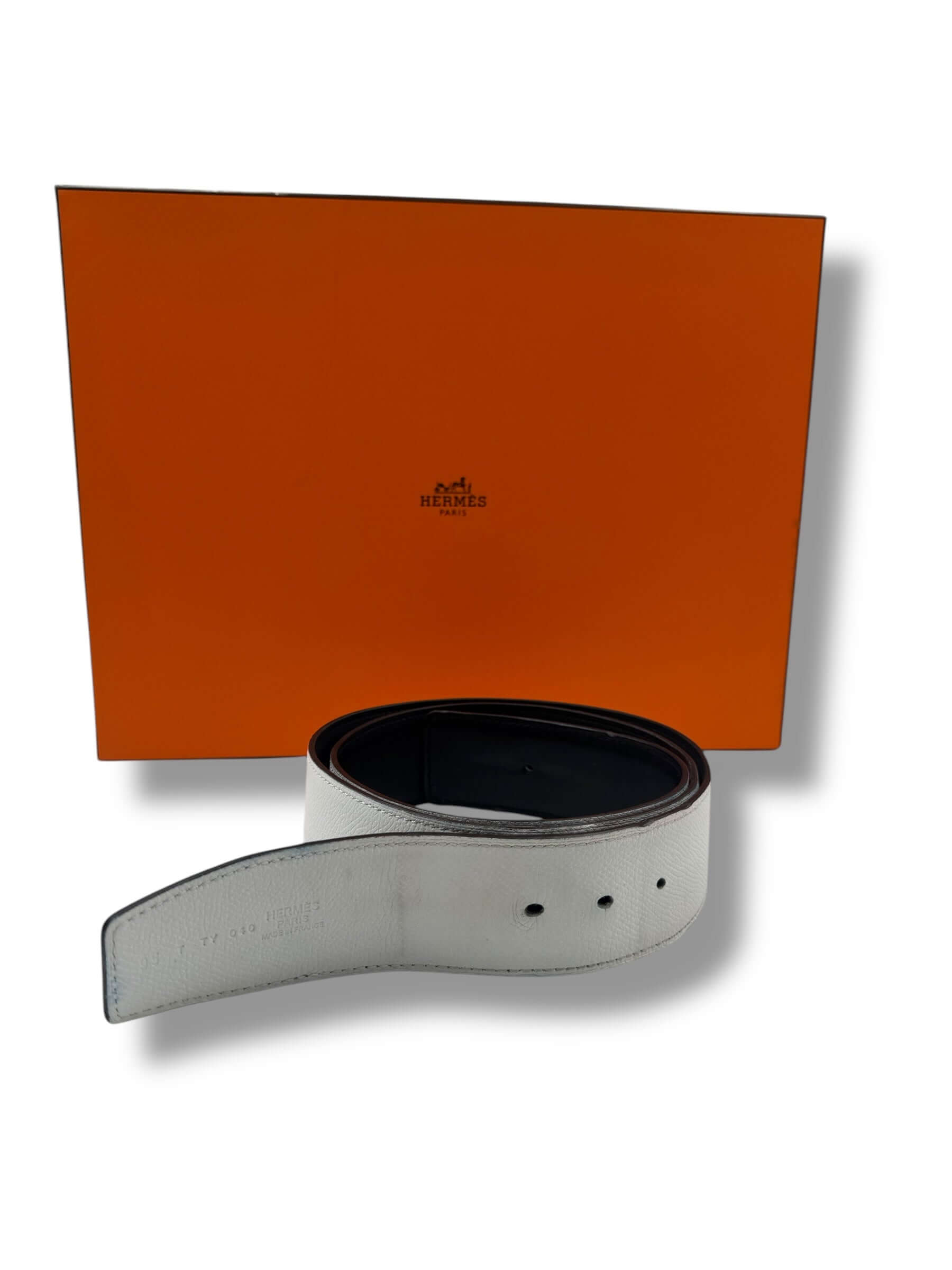 Hermès - Ceinture réversible noir et blanc 4mm