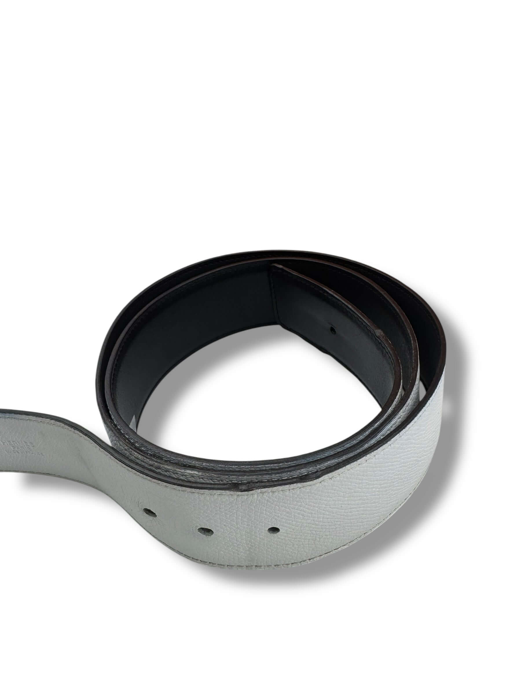 Hermès - Ceinture réversible noir et blanc 4mm