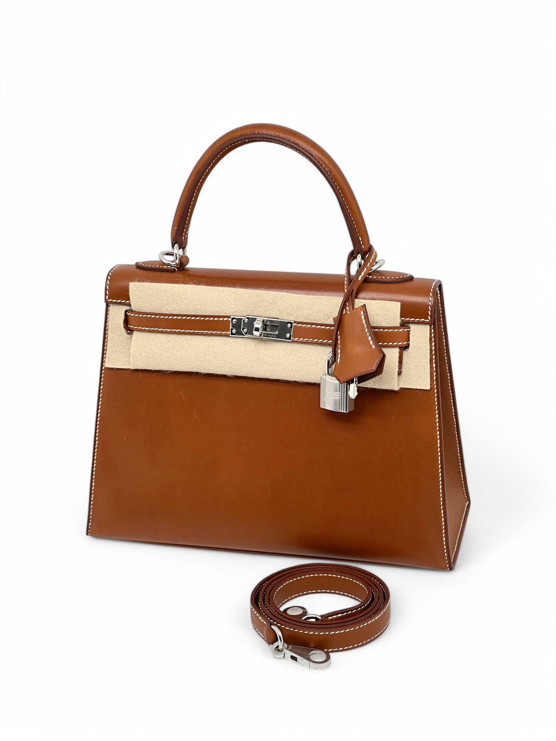 Hermès - Sac Kelly 25 cuir Barénia Naturel Fauve 2024