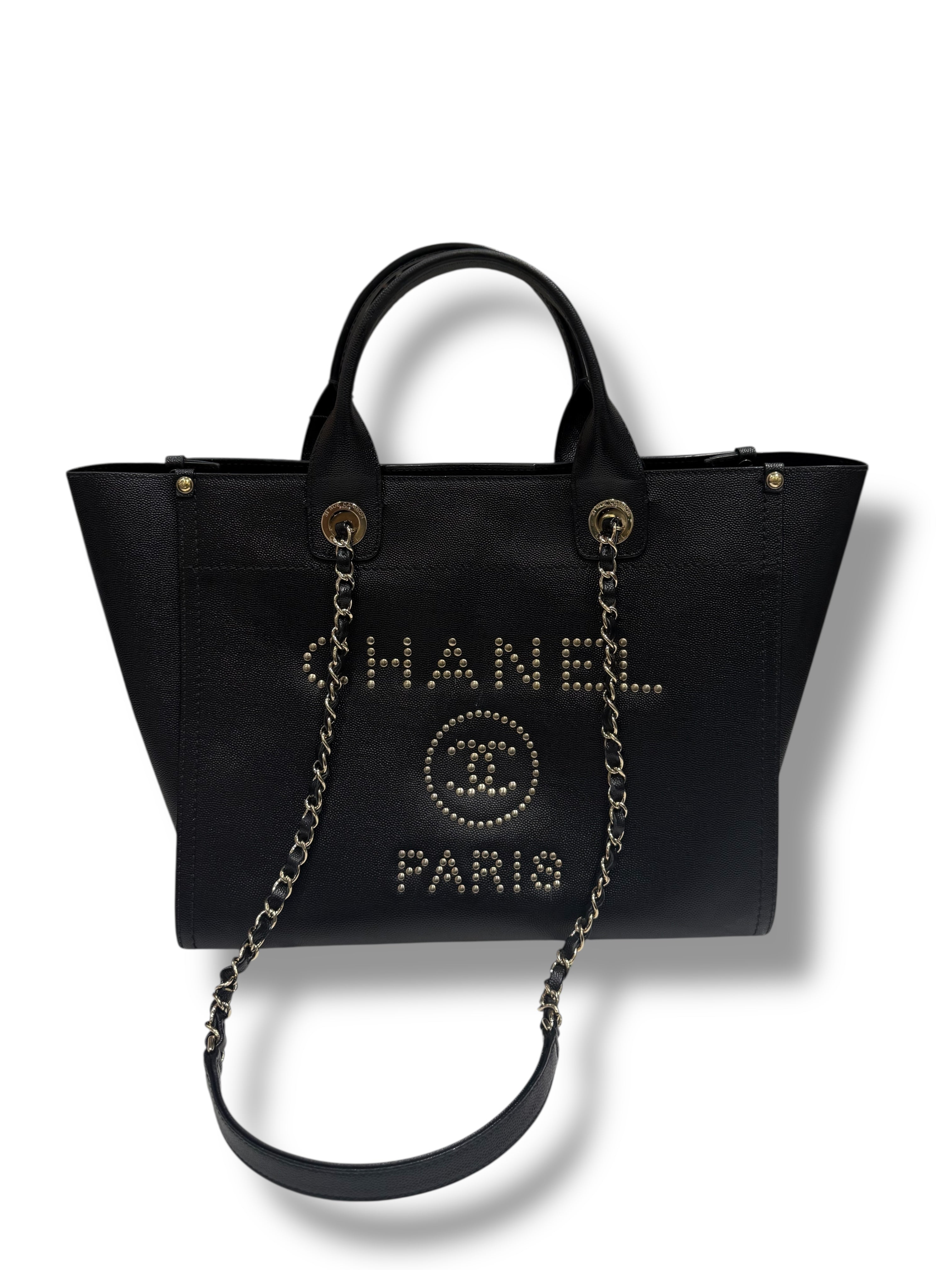 Chanel - Sac Deauville MM cuir noir