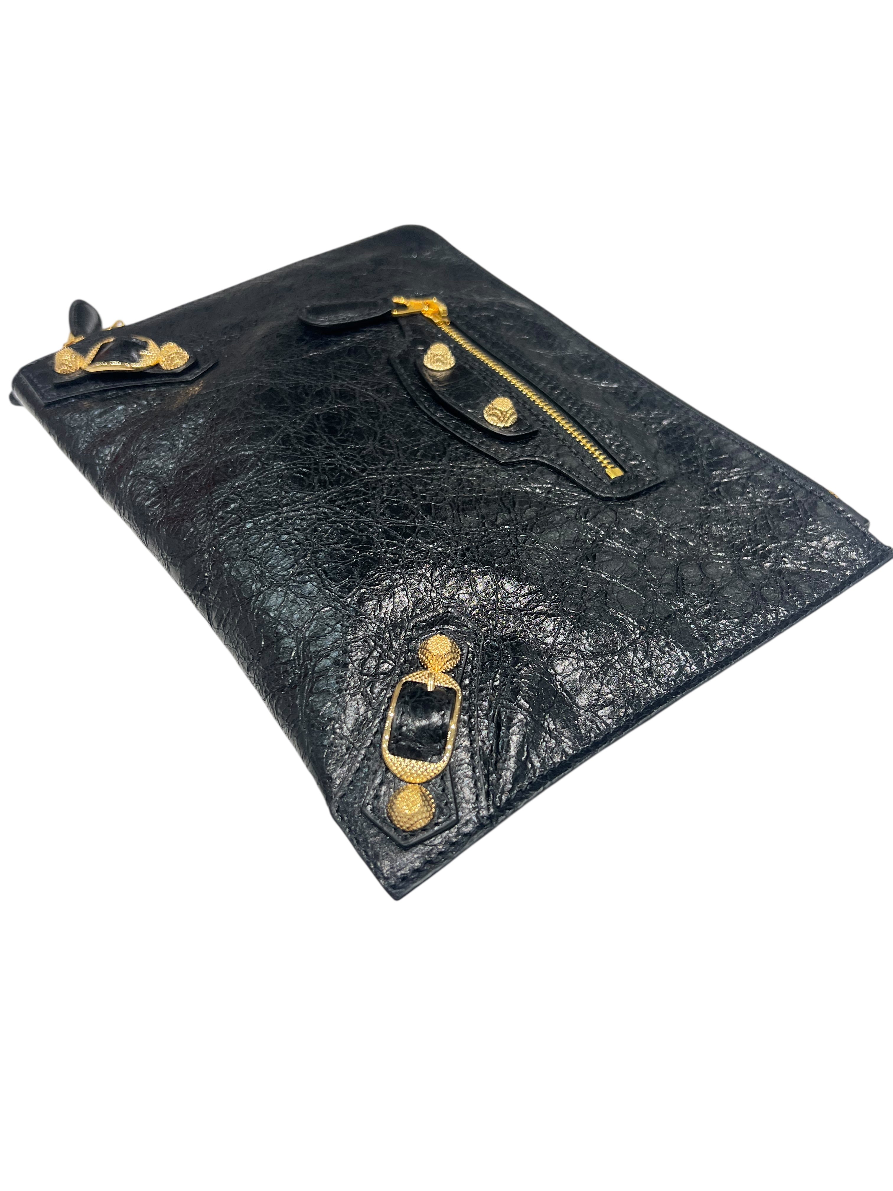 Balenciaga - pochette city cuir noir