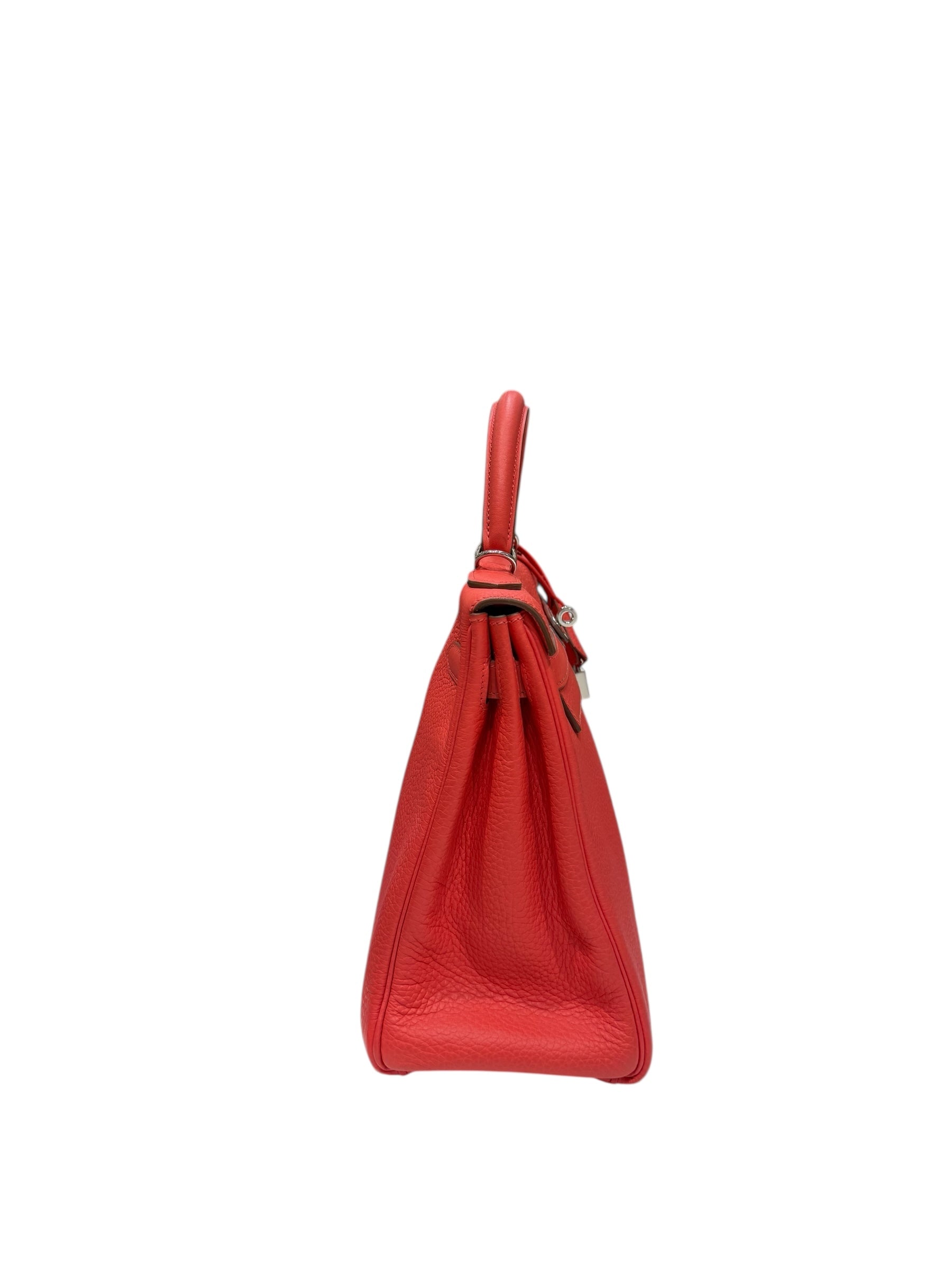 Hermès - Kelly Tasche 32 Clemence retourné Rose Jaipur PHW