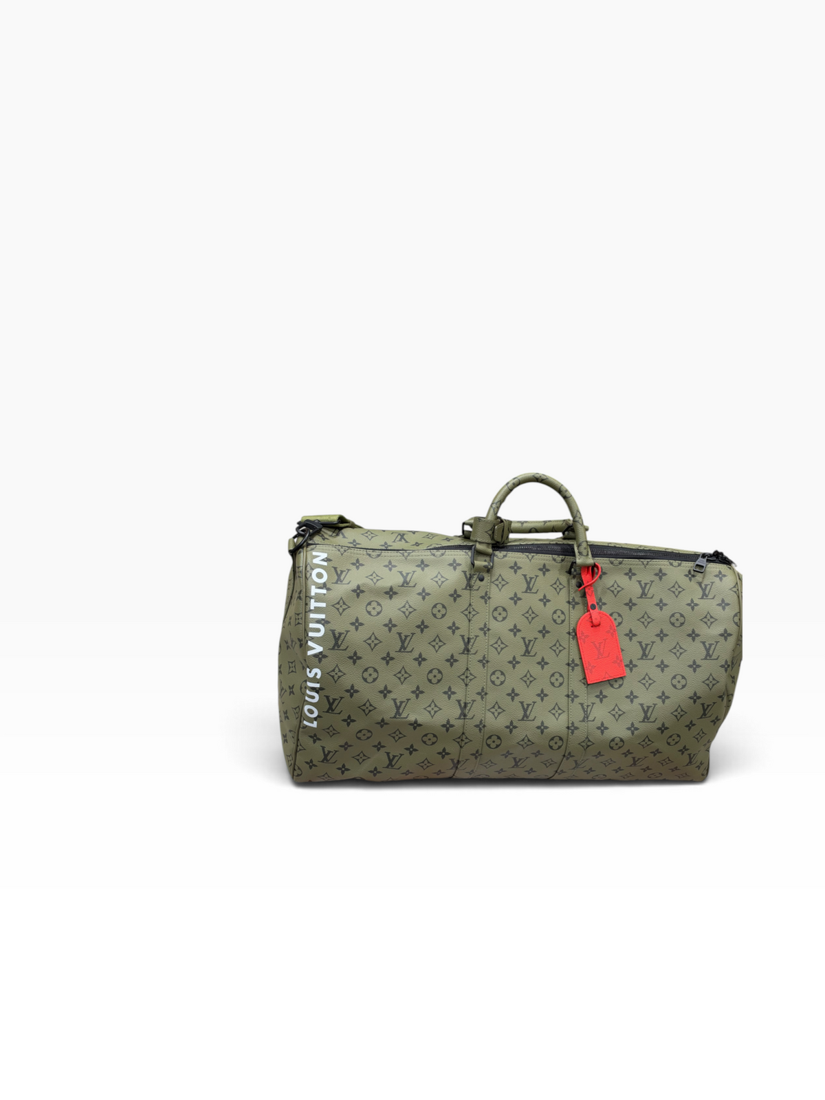 Louis Vuitton - sac keepall 55 édition limitée toile kaki et rouge