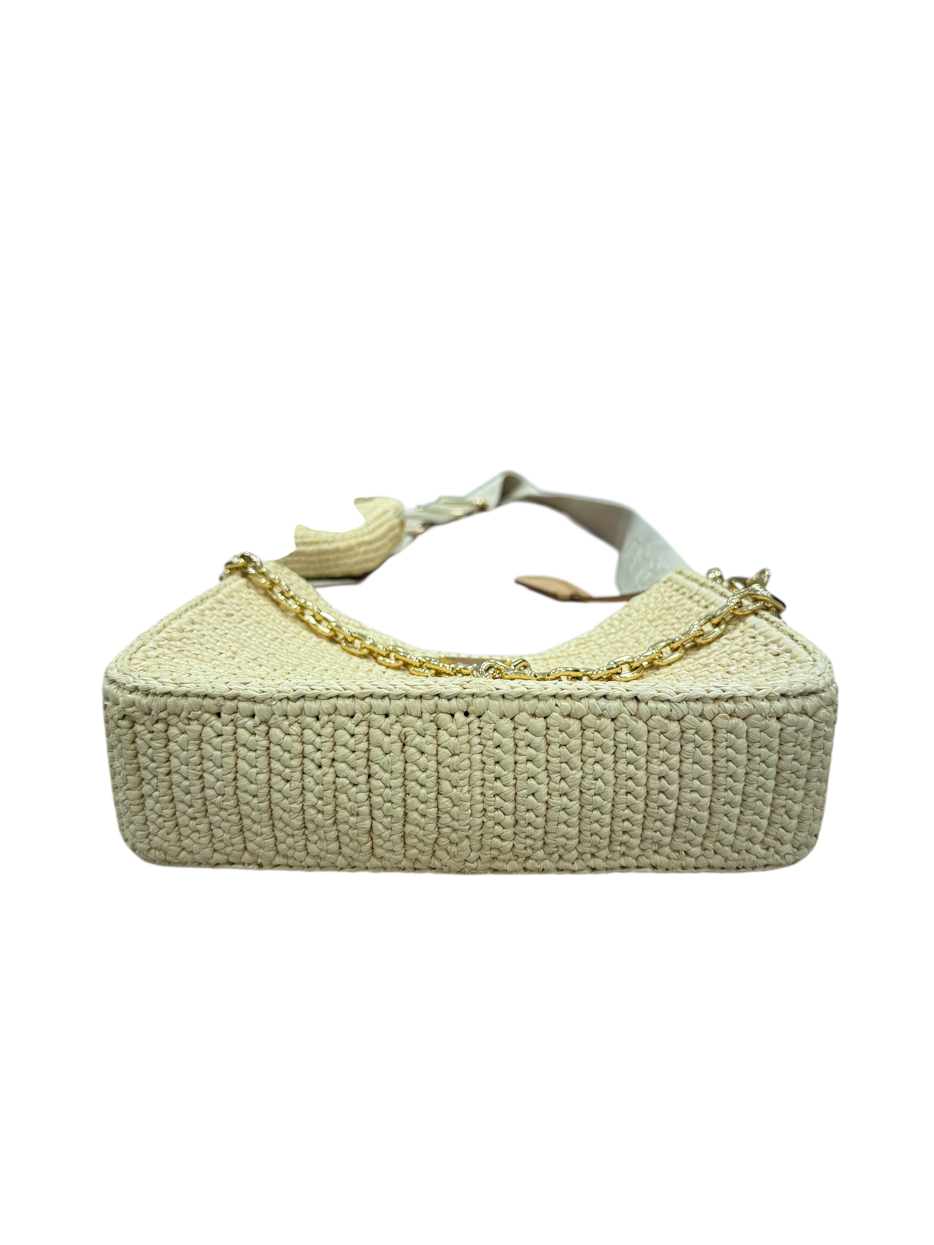 Prada - 2005 Re-Edition bag in natural leather and raffia