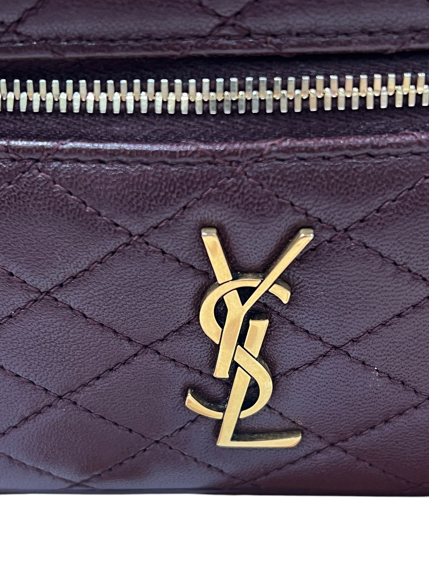 Saint Laurent - Borsa vanity Gaby in pelle bordeaux