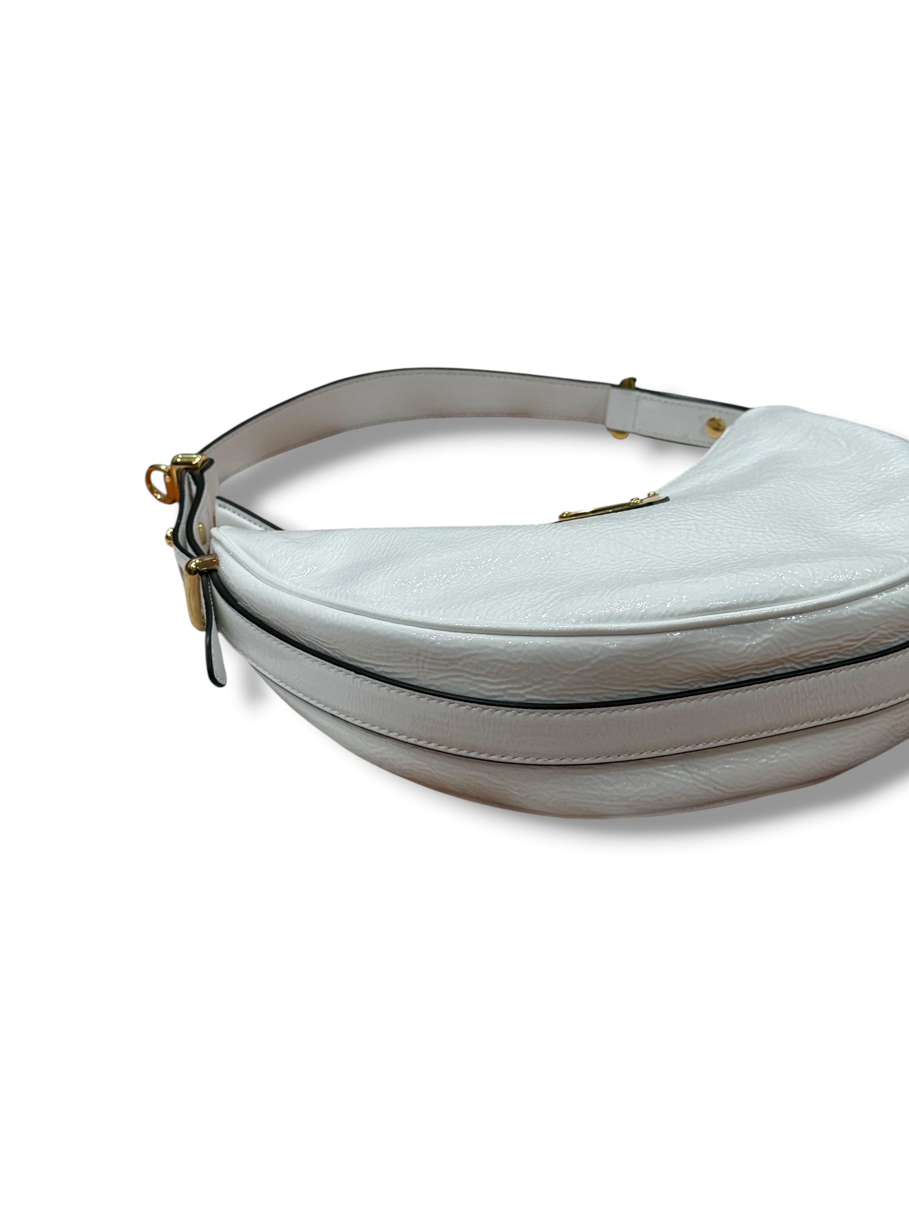 Prada - Borsa arcuata in pelle naplak bianca PM