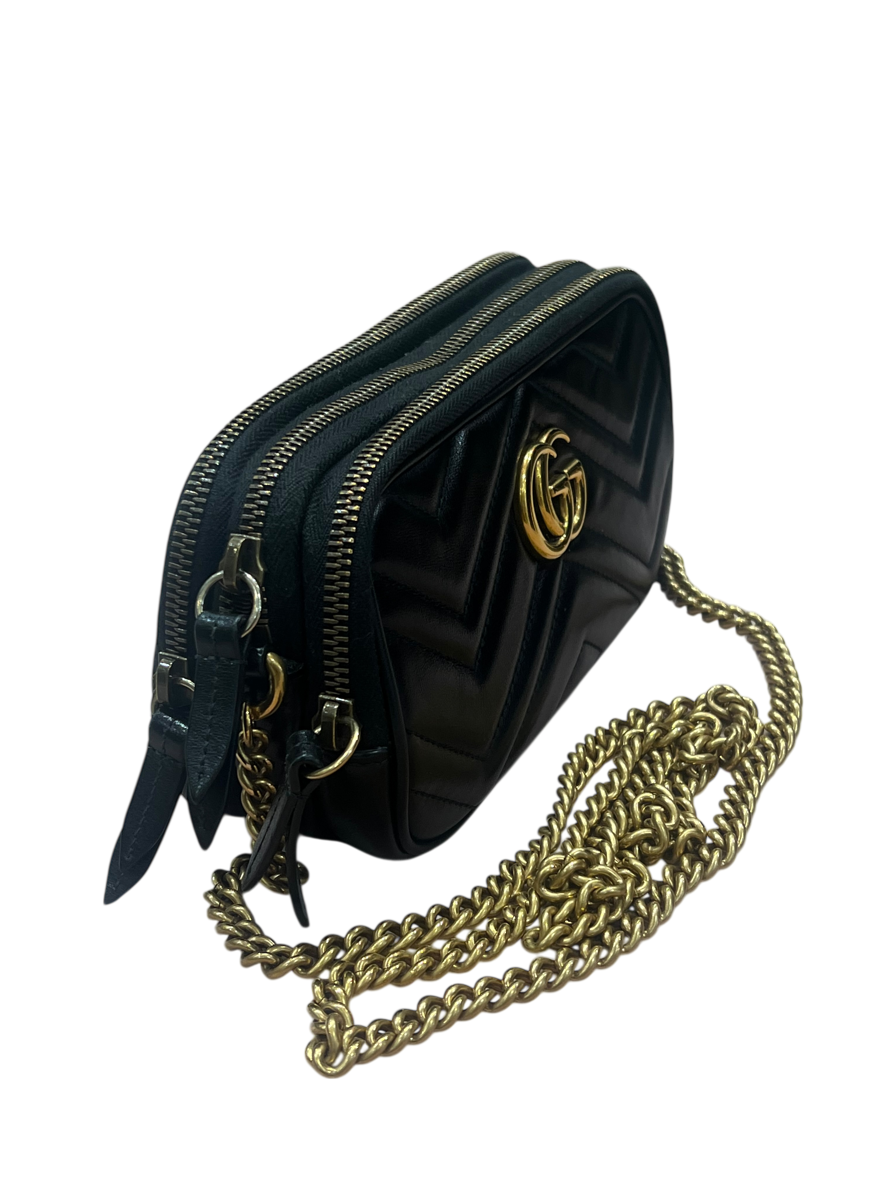 Gucci - sac marmont trois zips cuir noir