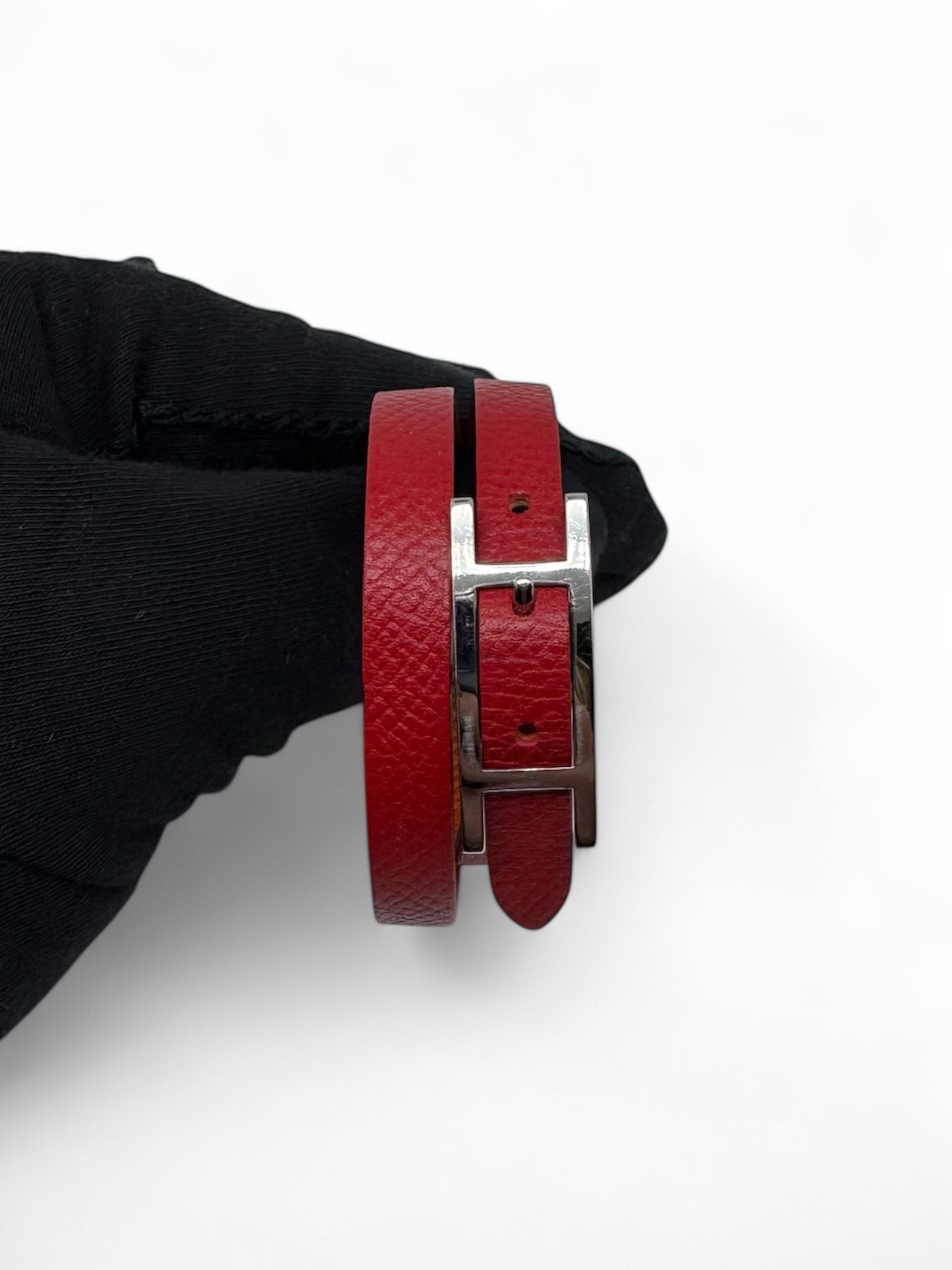 Hermès - Bracelet Behapi double T rouge / orange