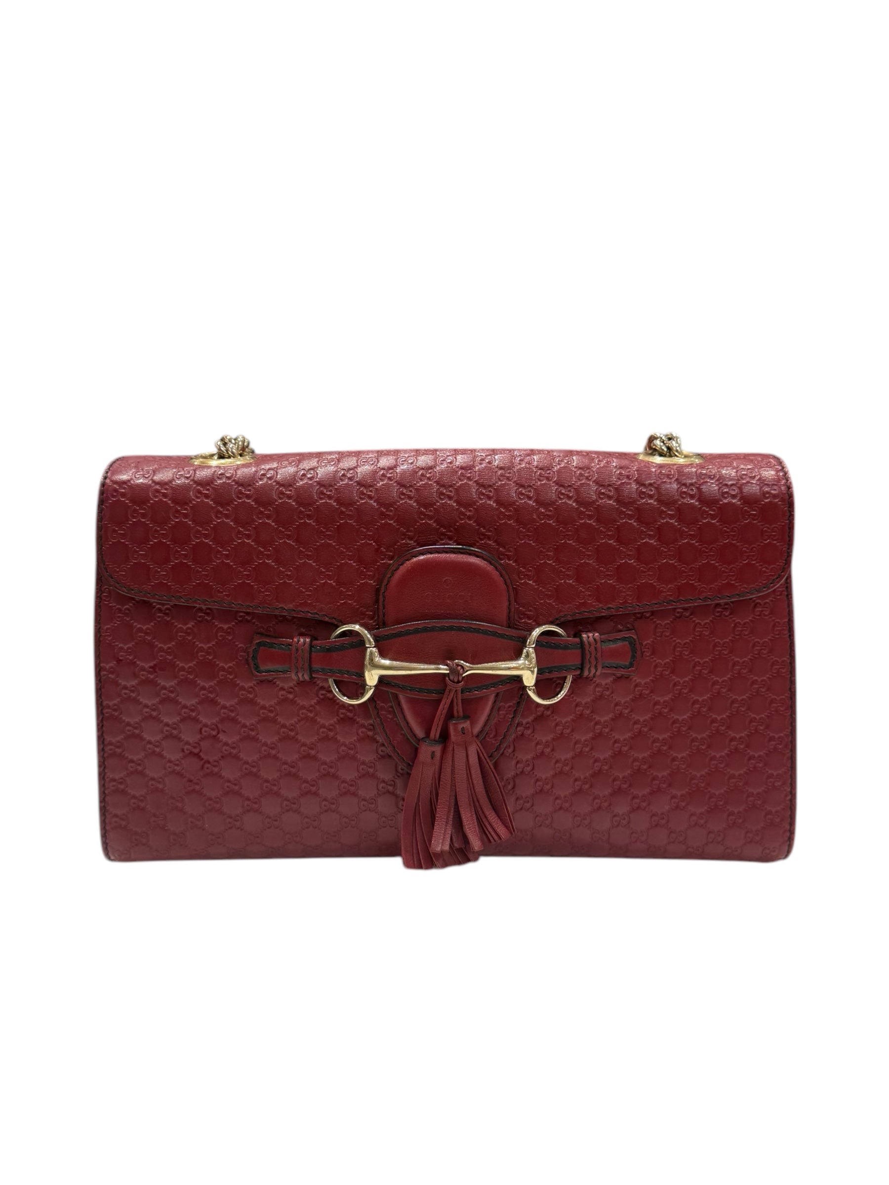Gucci - Sac Emily cuir monogramme bordeaux