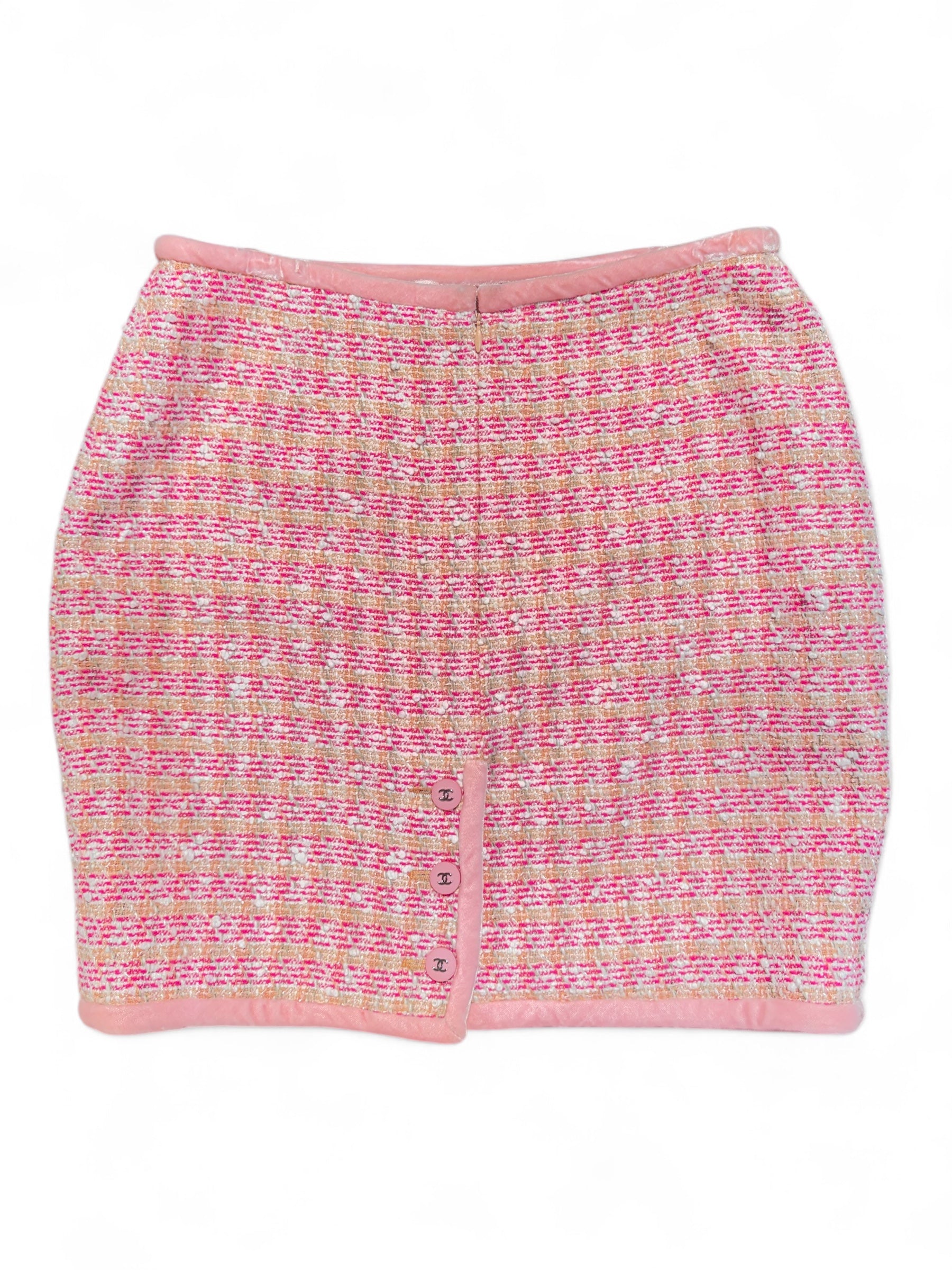 Chanel - Jupe en tweed rose T42